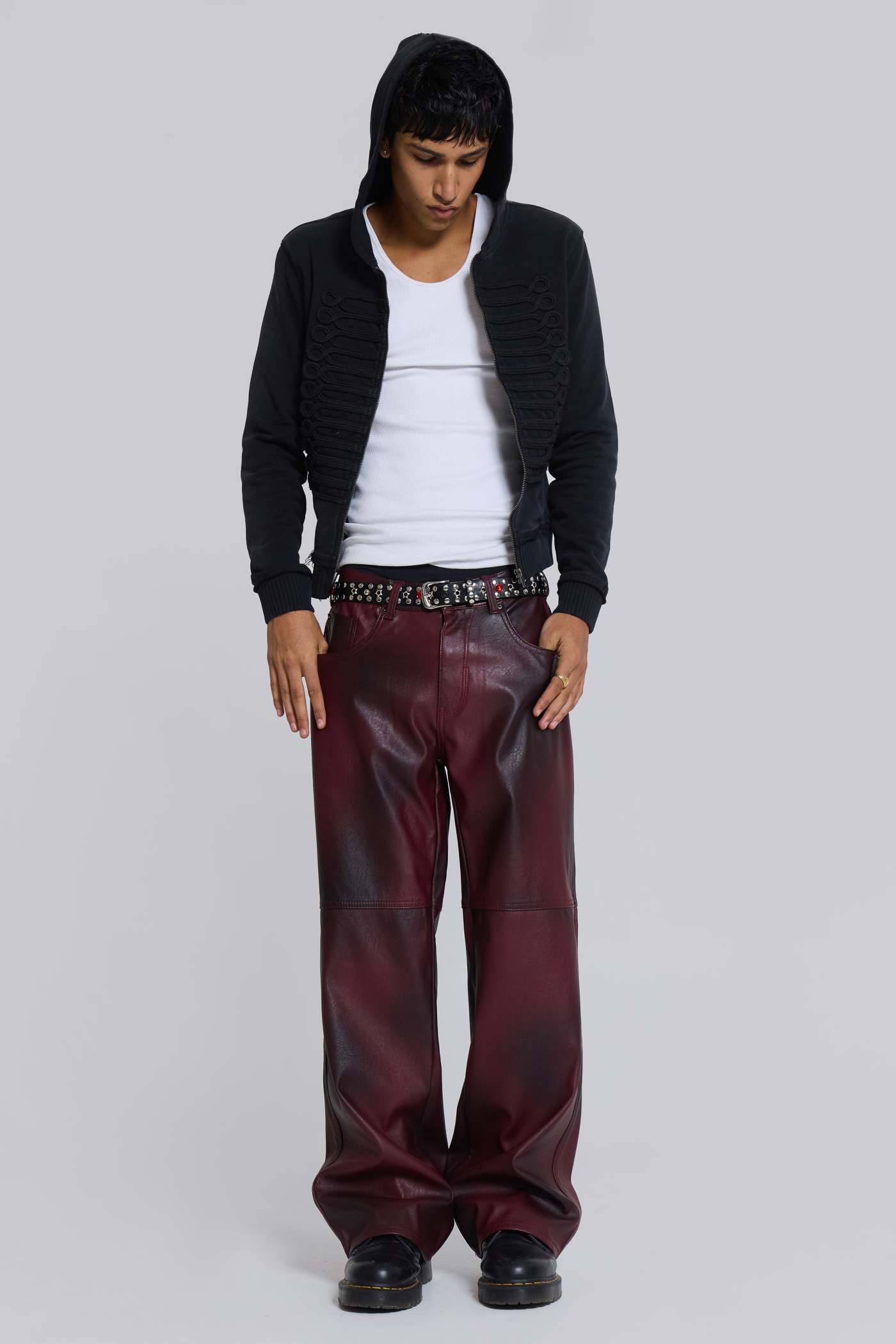 Oxblood Faux Leather Pants