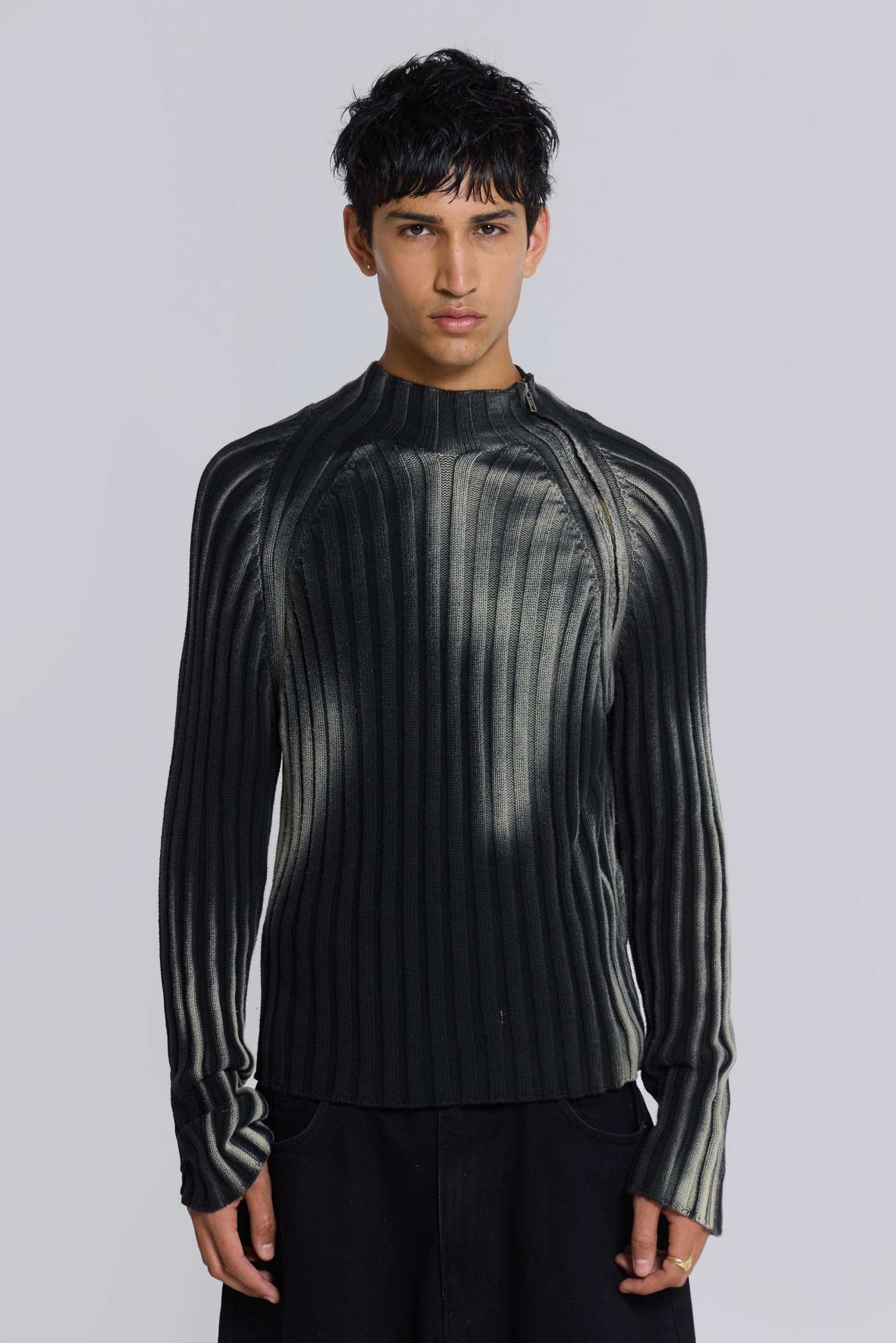 Black Luster Asymmetric Knit