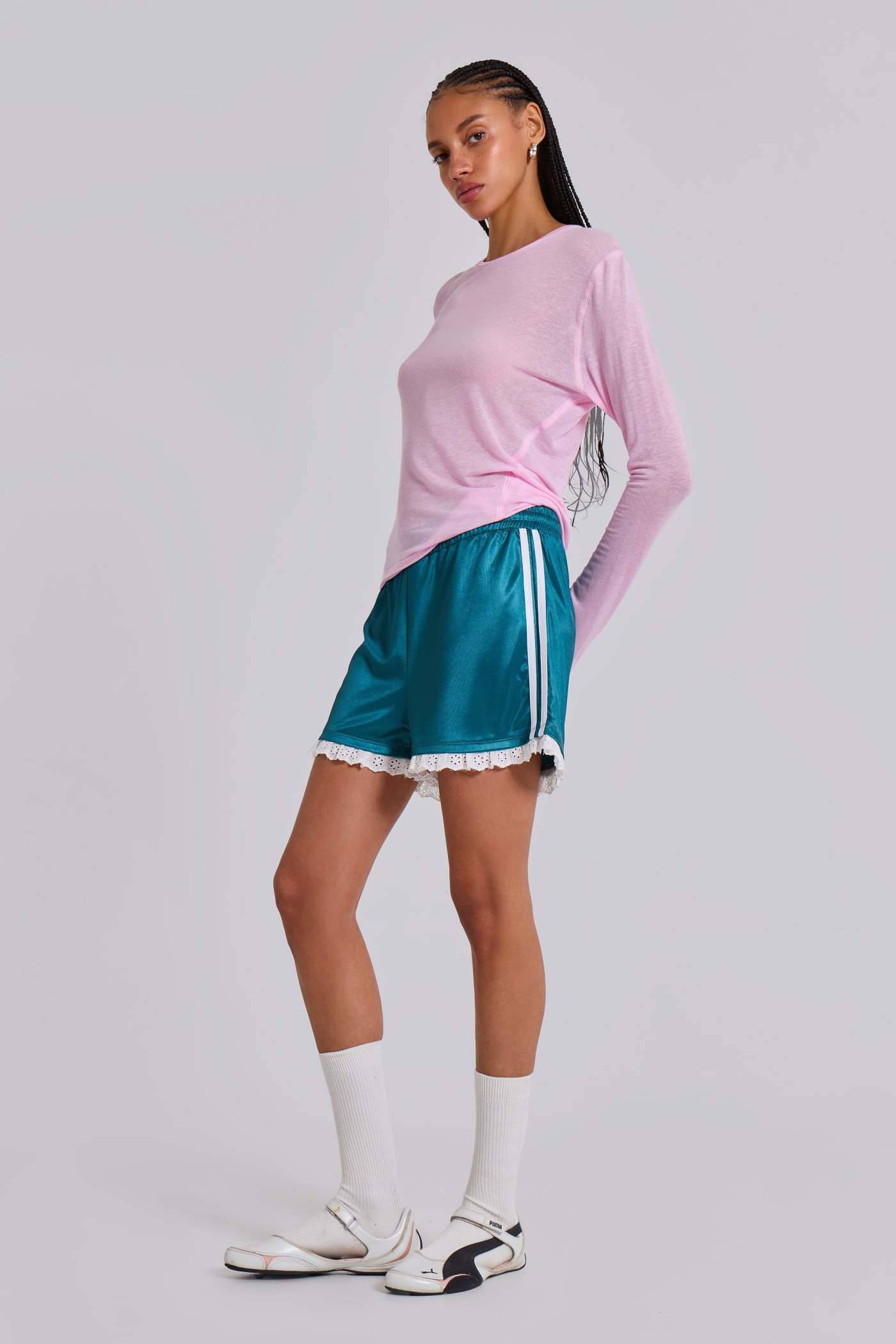 Bronwyn Broderie Football Shorts