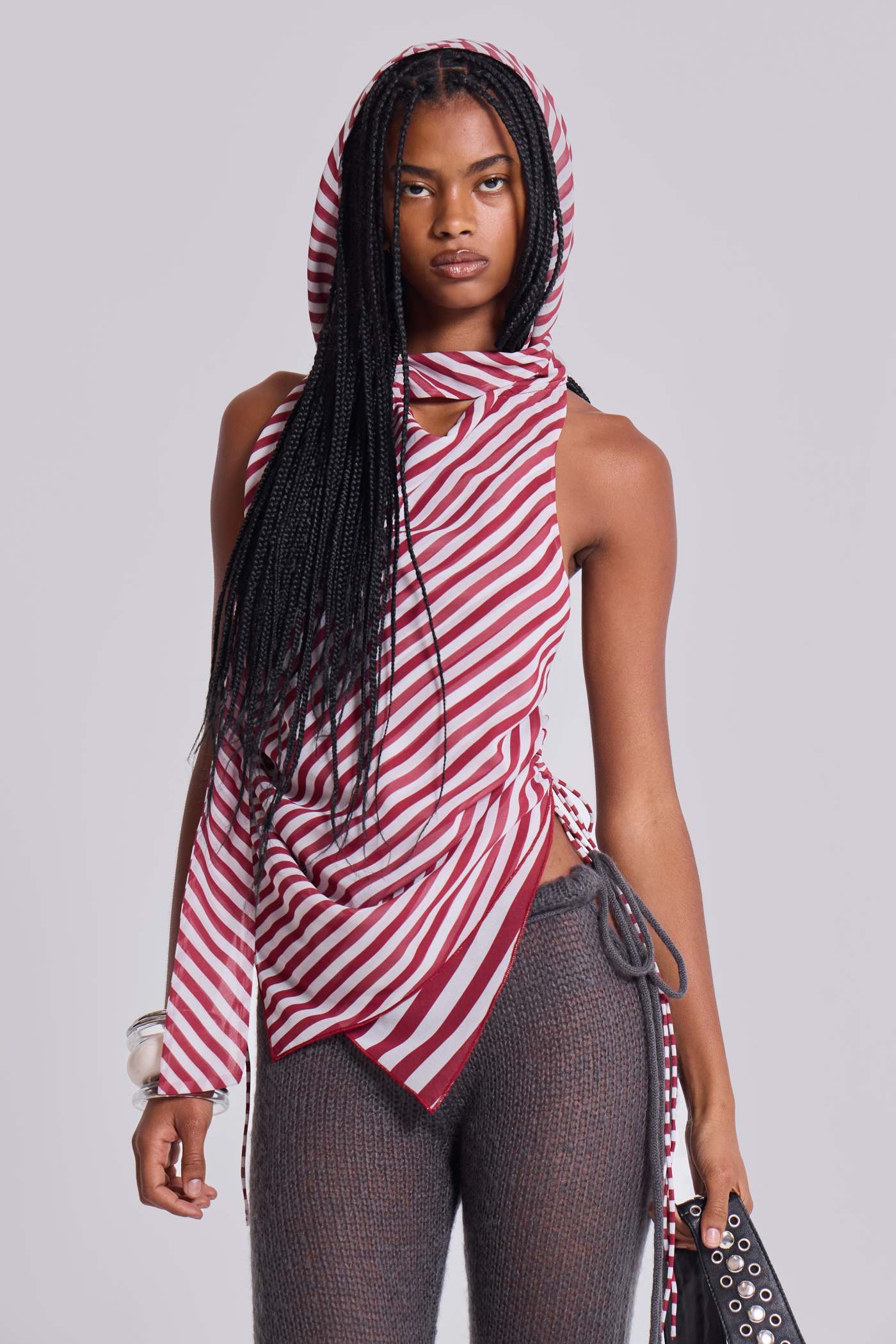 Kandi Hooded Backless Chiffon Top
