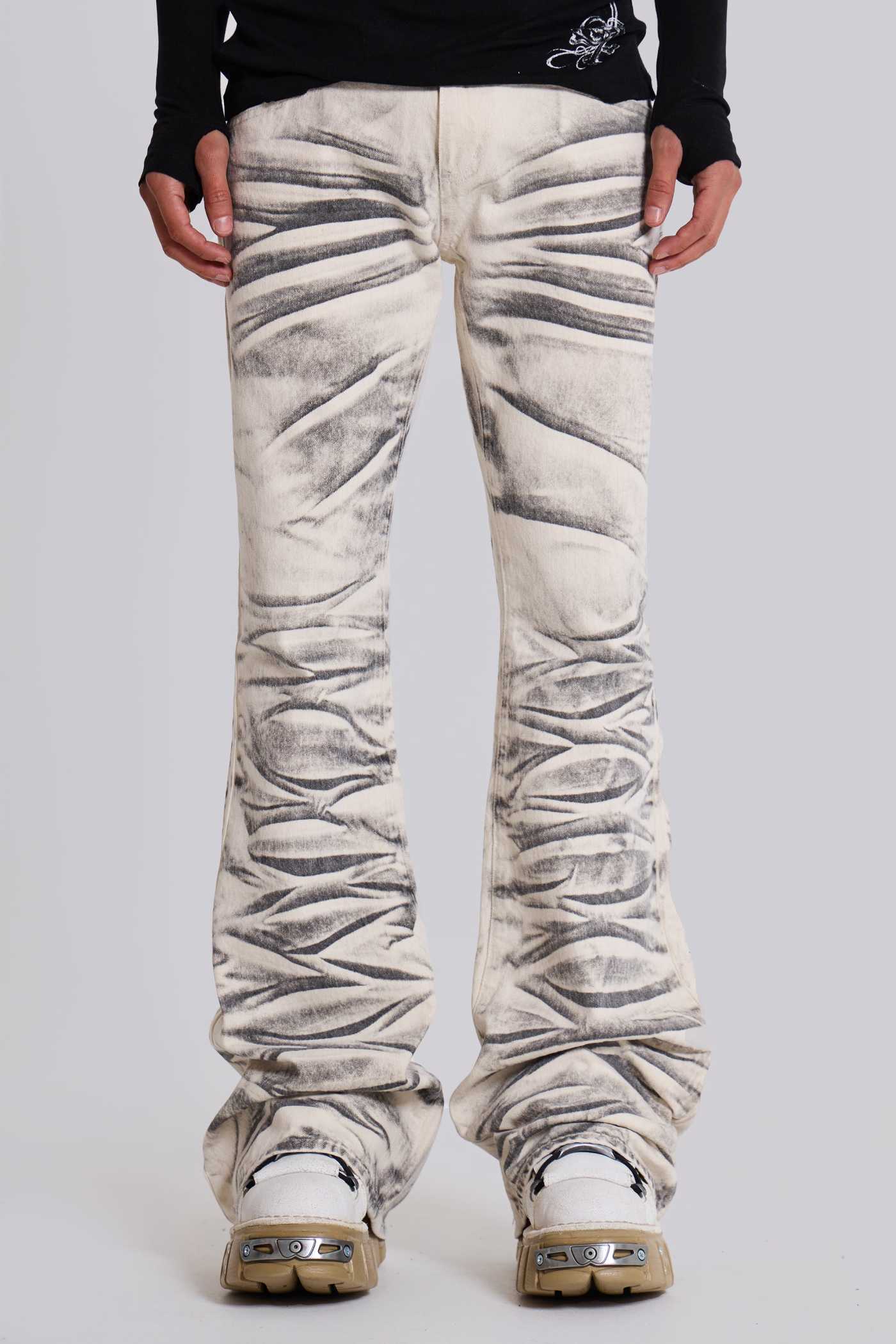 Arctic White Drift Flared Jeans