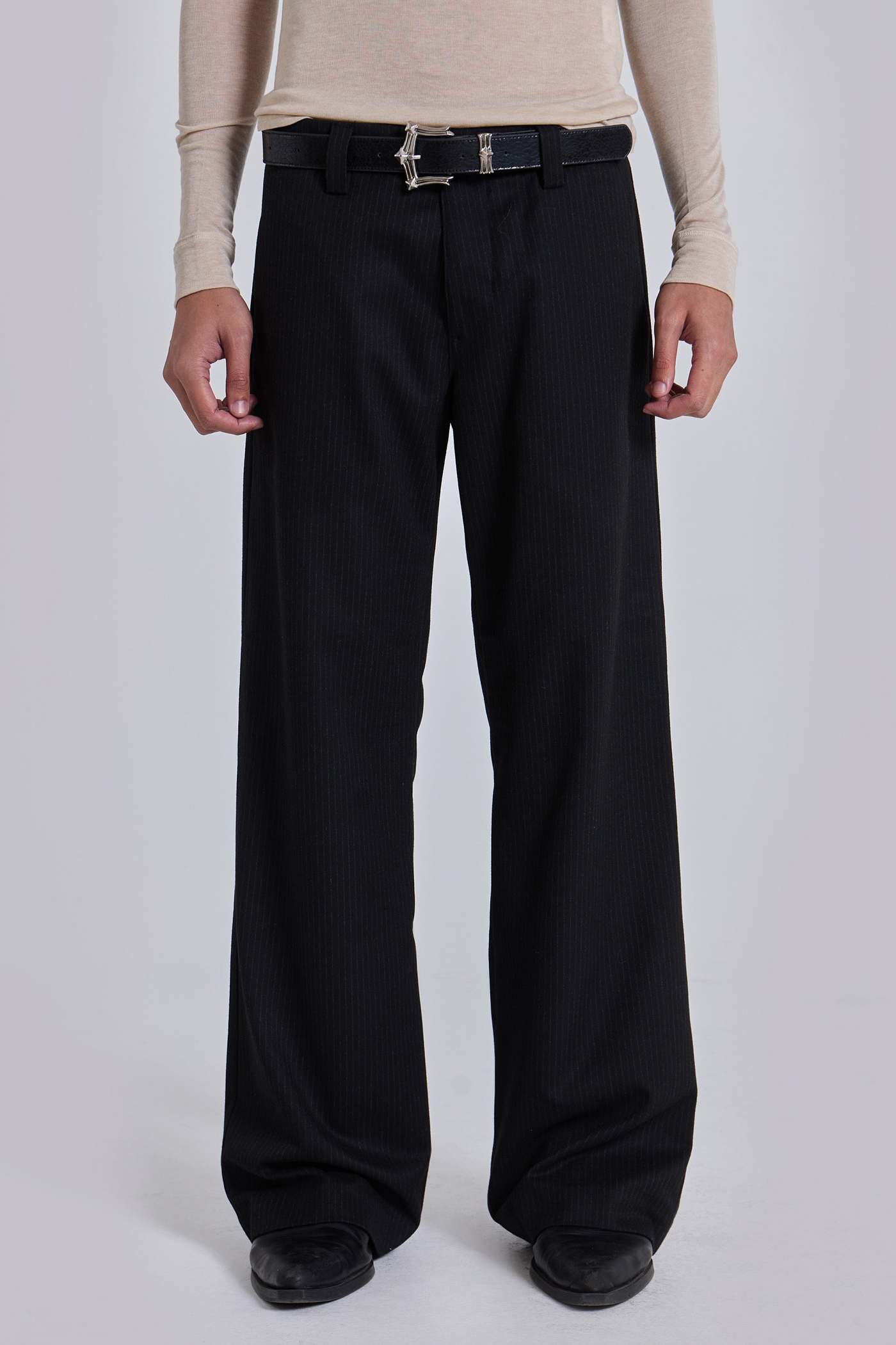スーツ JADED LONDON Black Pinstripe Suit Pants Black Pinstripe Stacked Straight Suit Pants | Jaded London