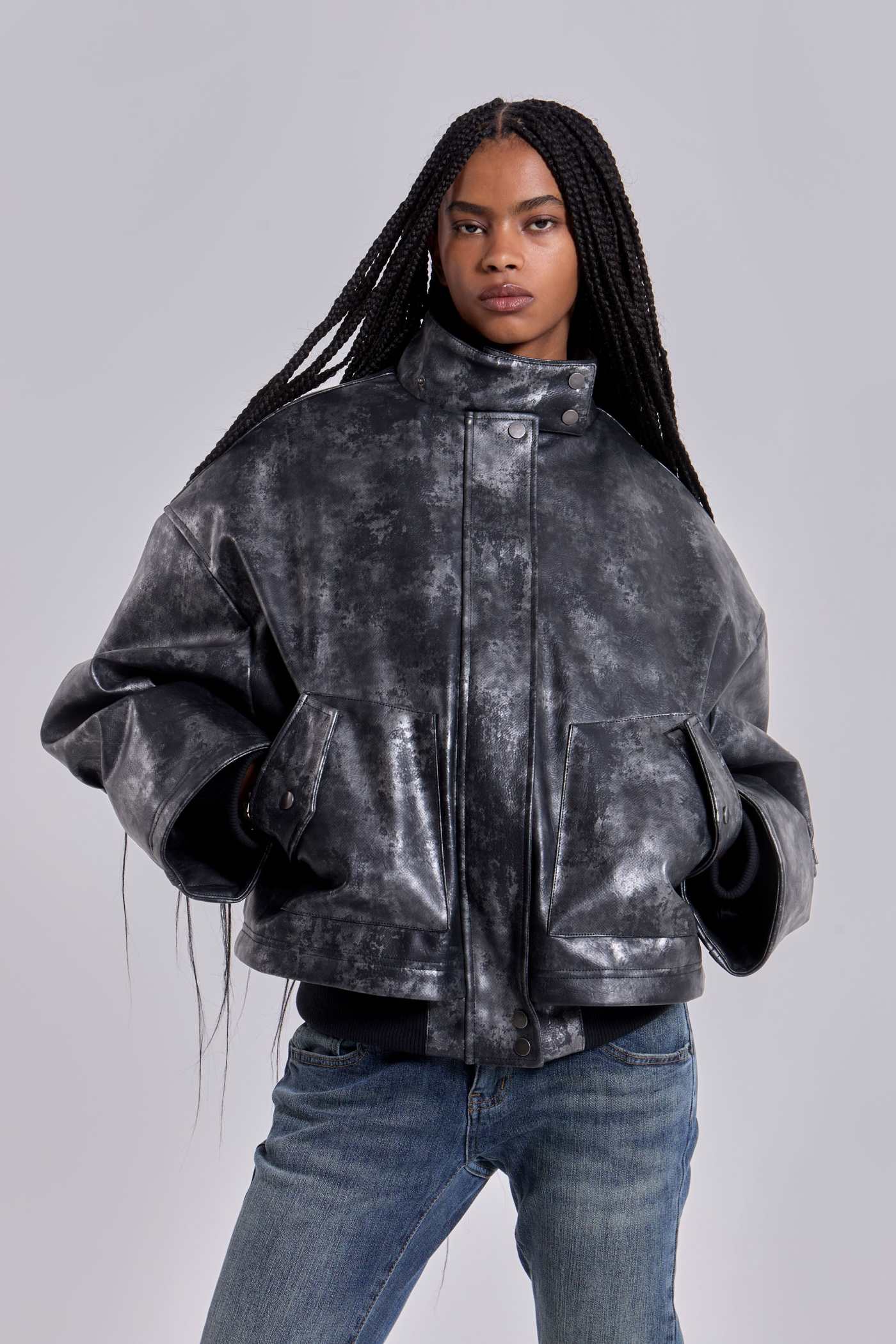 Mistra PU Leather Bomber Jacket