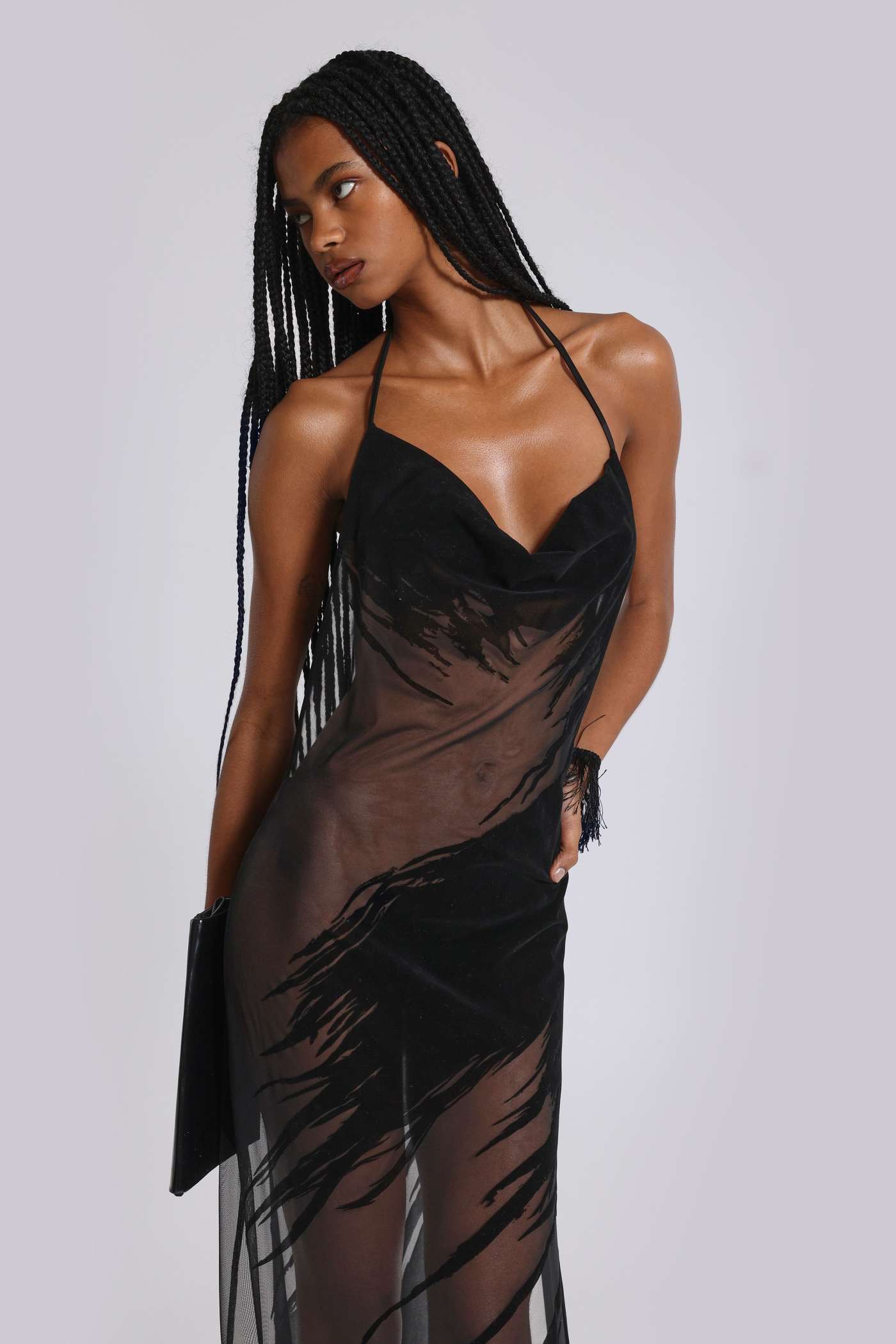 Norelle Flocked Backless Maxi Dress