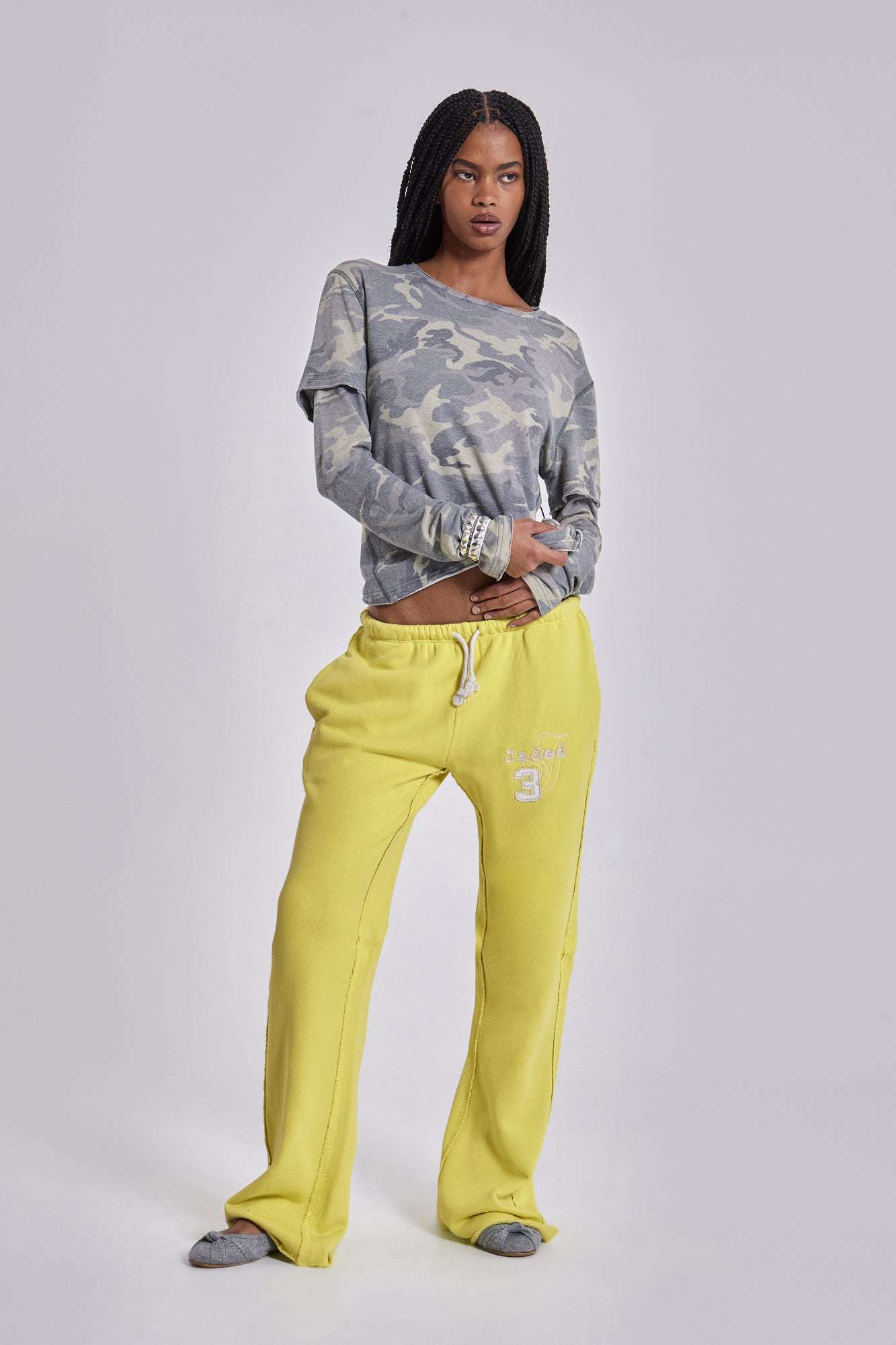 Cleo Slouchy Bootcut Jogger in Neon