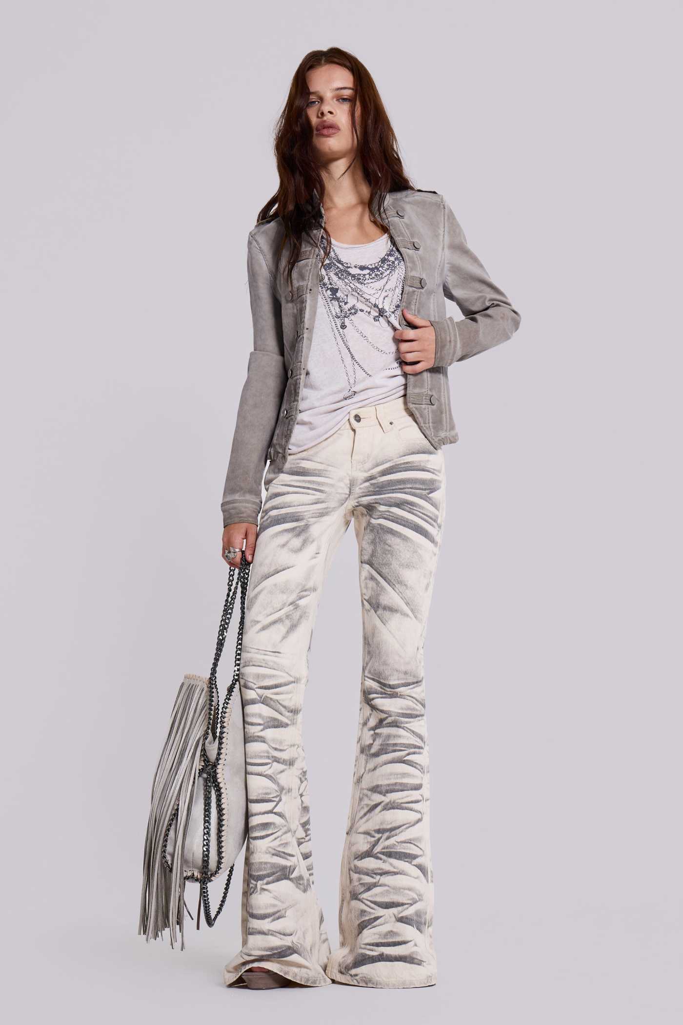 Arctic White Drift Flared Jeans
