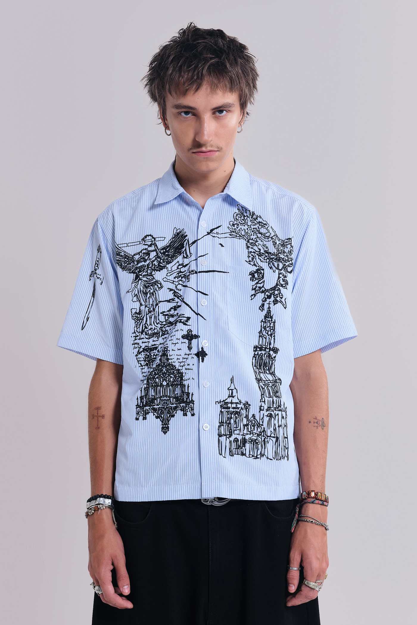 【JADED LONDON】Script Pinstripe Shirt 送料・関税込み Script Pinstripe Shirt | Jaded London | Clothing