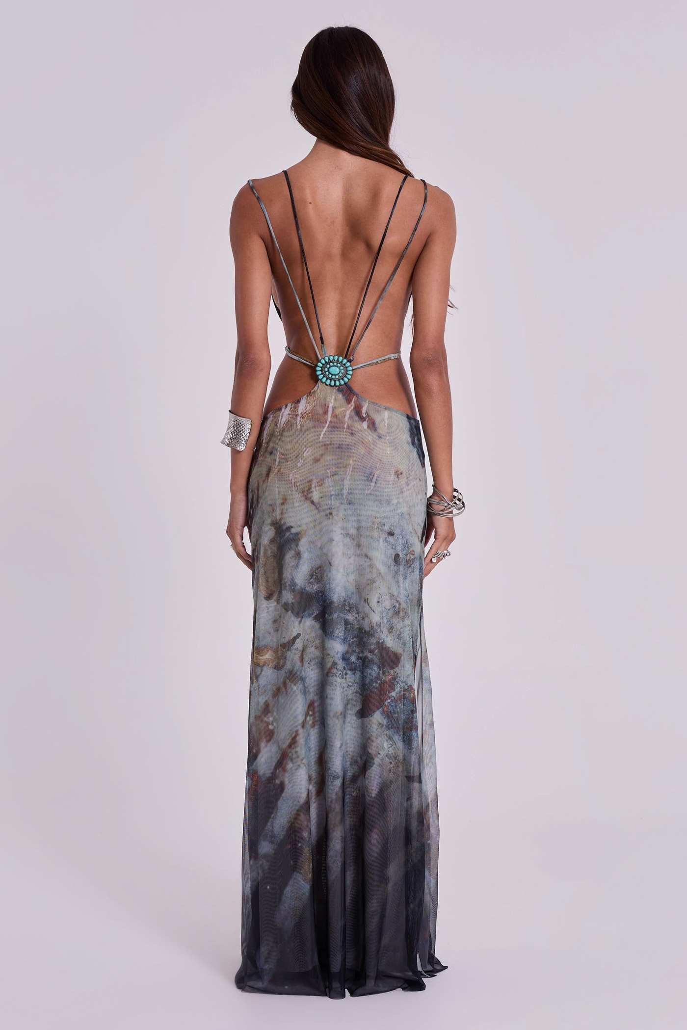 Azariah Maxi Dress With Turquoise Trim