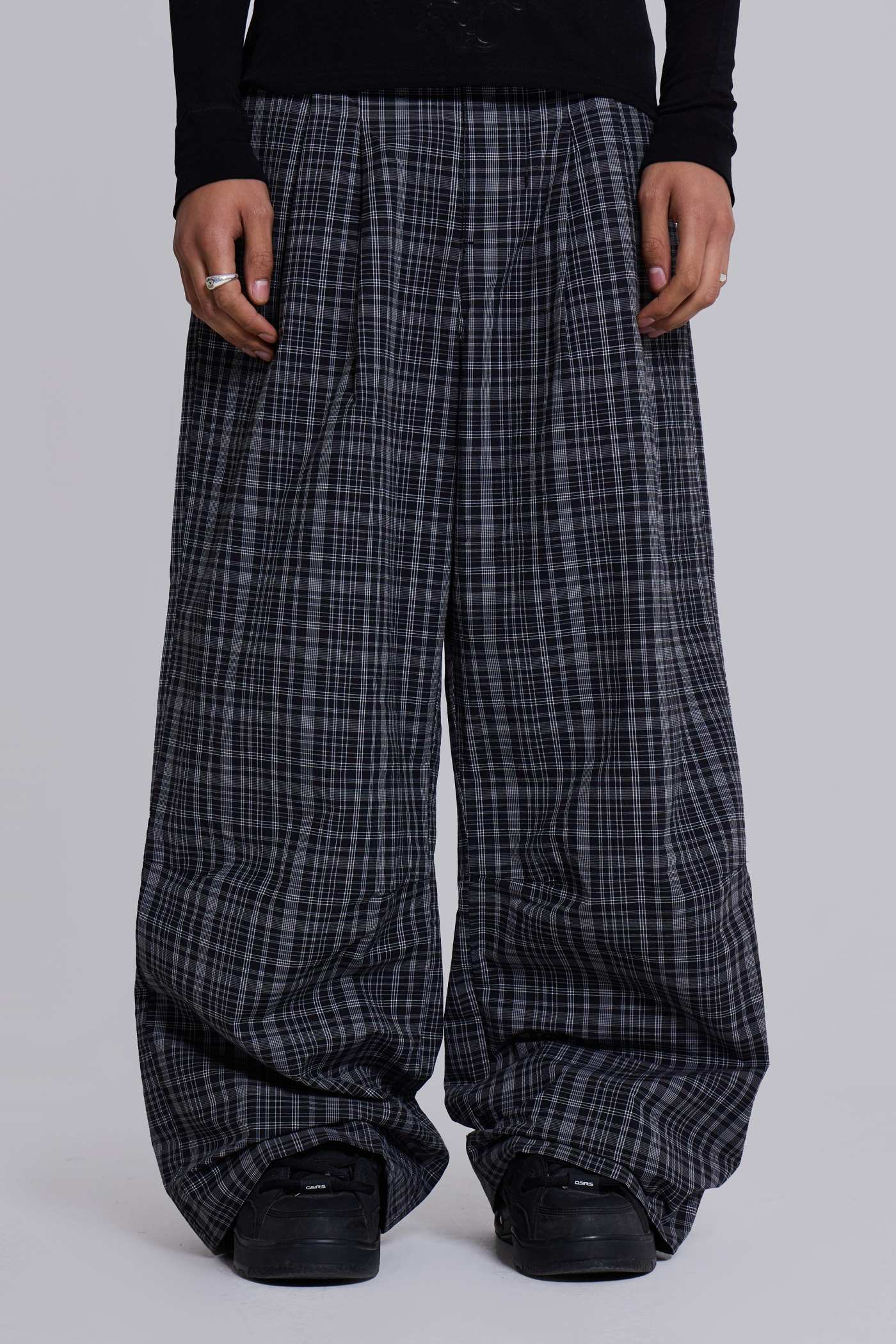 Black Check Goliath Suit Trousers