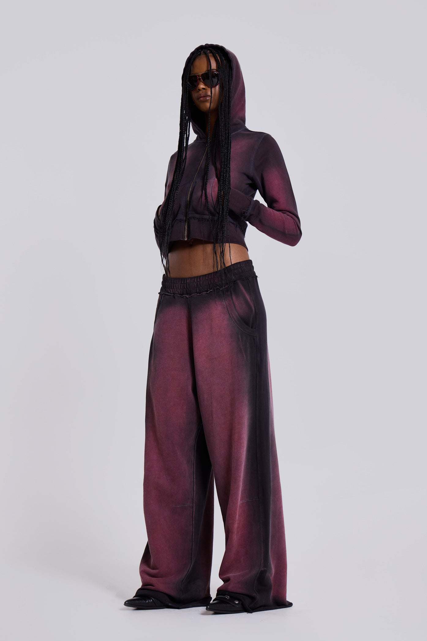 JADED LONDON バーガンディ Monster Joggers 関税/送料込 Shop Deep Purple Fade Monster Joggers | Jaded London | Clothing