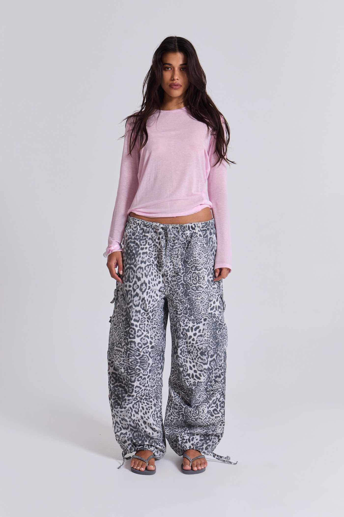 Snow Leopard Parachute Pants