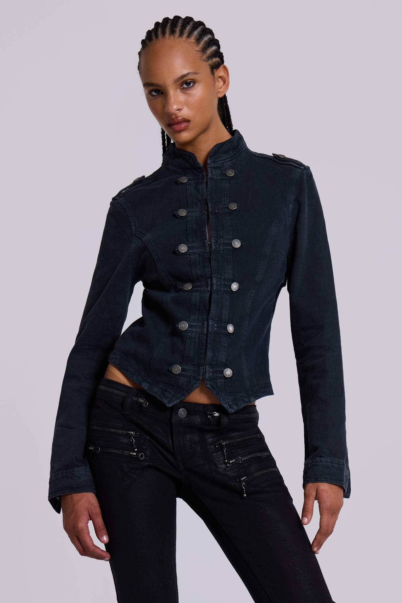Rebel Military Jacket in Washed Black