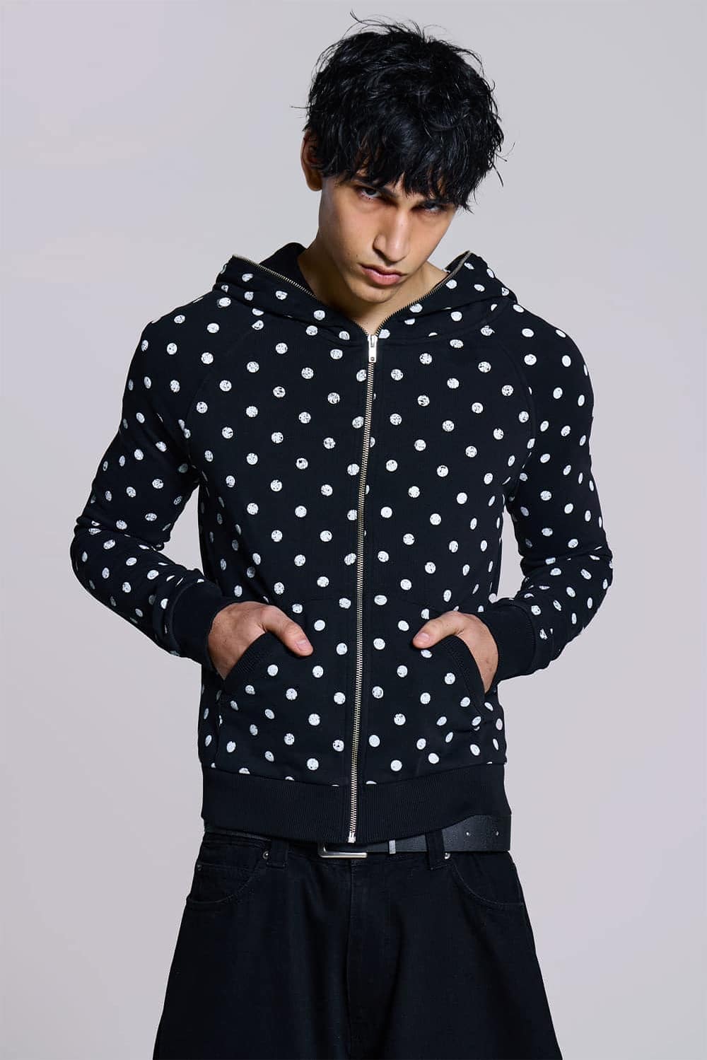 Mono Black Polkadot Mini Monster Hoodie