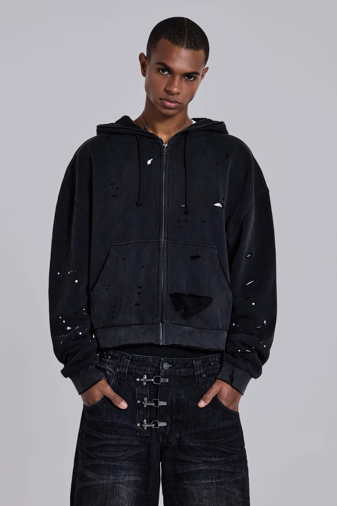 Sun Faded Waffle Lined Zip Hoodie