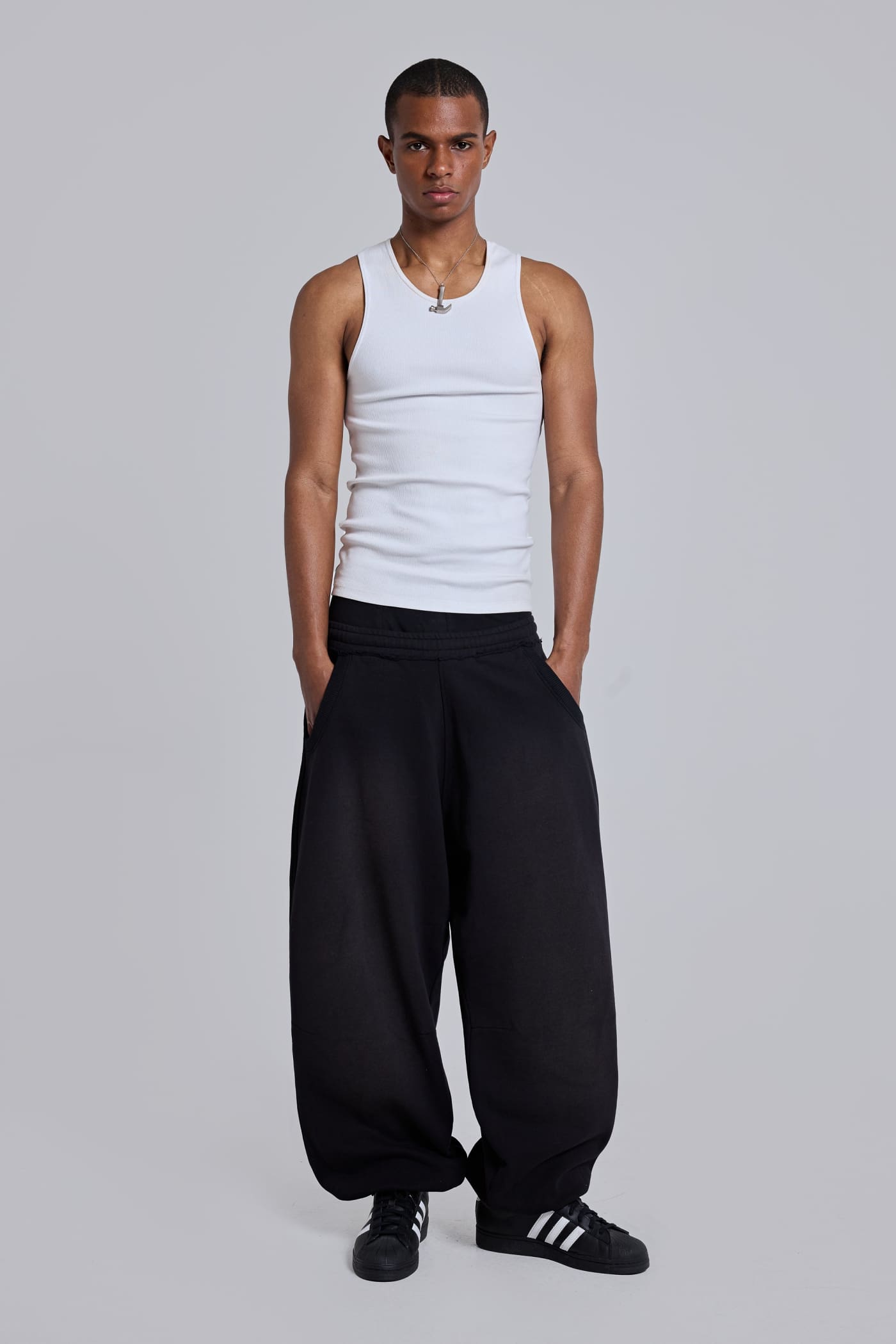 Black Baggy Cuffed Monster Joggers