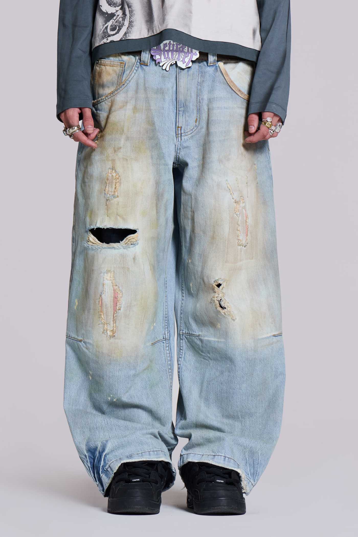 ★JADED LONDON UK★ Reef Dirty-Wash Colossus Jeans Shop Light Wash Colossus Fit Jeans | Jaded London | Clothing