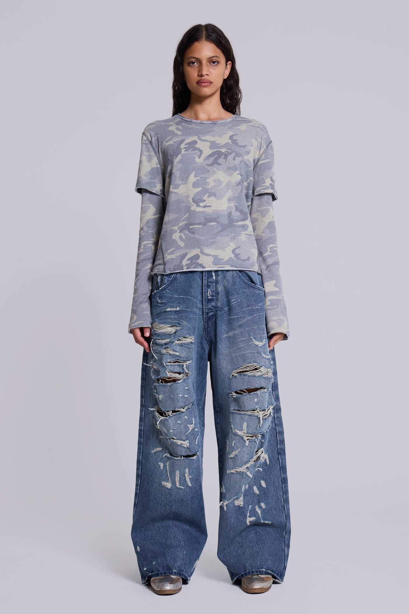 関税送料込【JADED LONDON】Creased Indigo XL Colossus Jeans ◇関税送料込◇JADED LONDON◇Creased Indigo XL Colossus Jeans