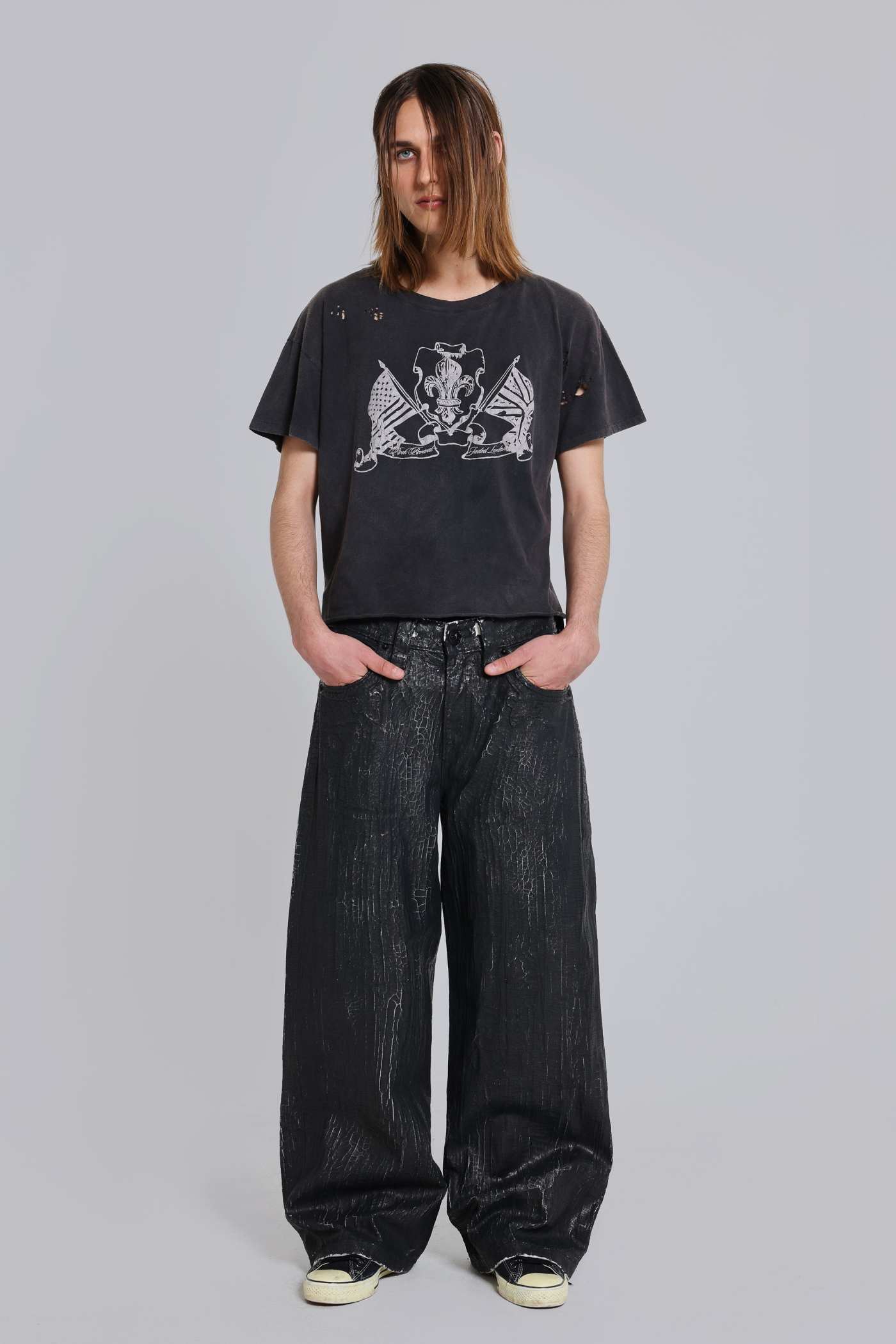 Rock Revival Distressed National Cropped T-Shirt