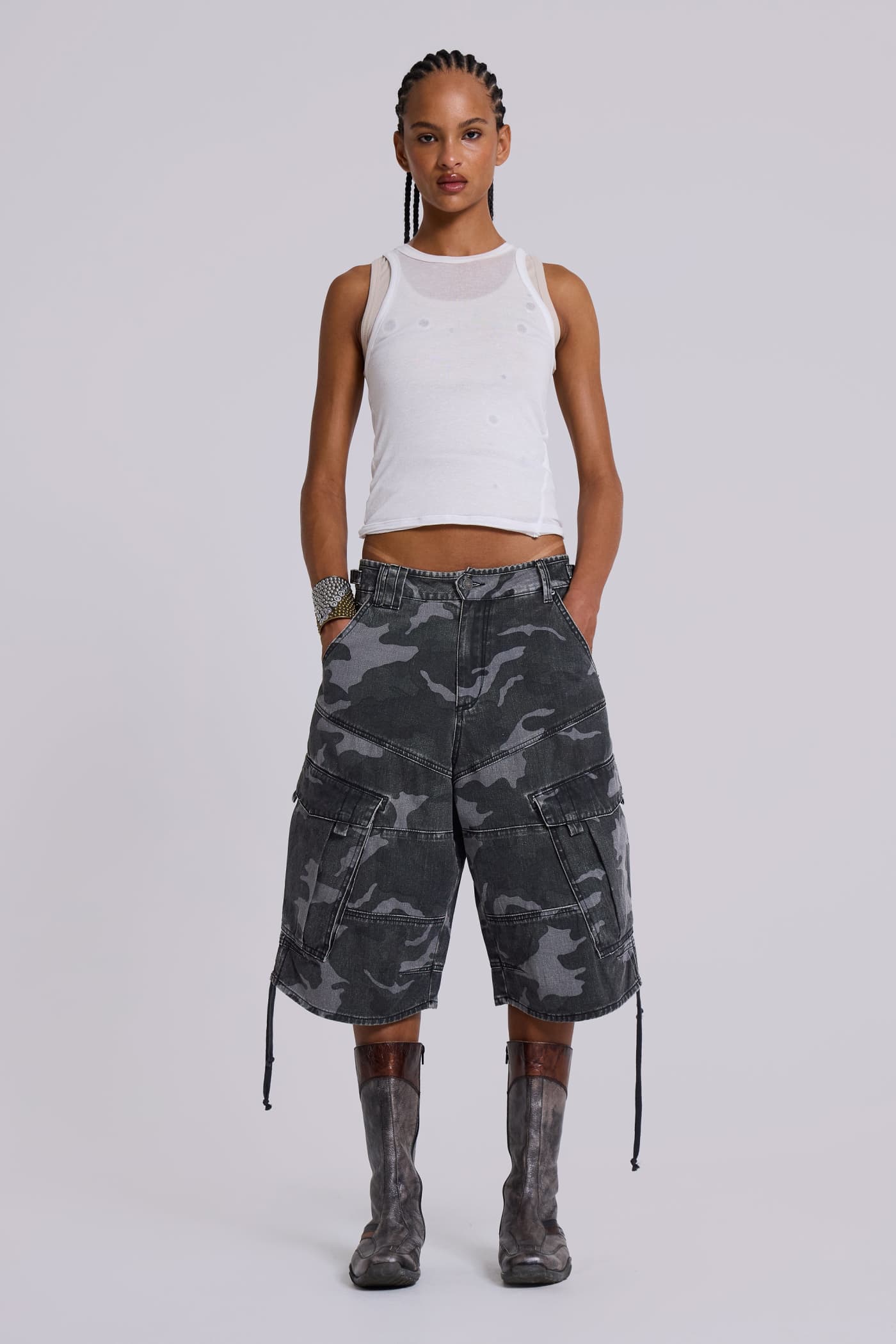 ◆関送込◆JADED LONDON◆Charcoal Leopard Cadet Baggy Shorts Shop Charcoal Leopard Cadet Baggy Shorts | Jaded London