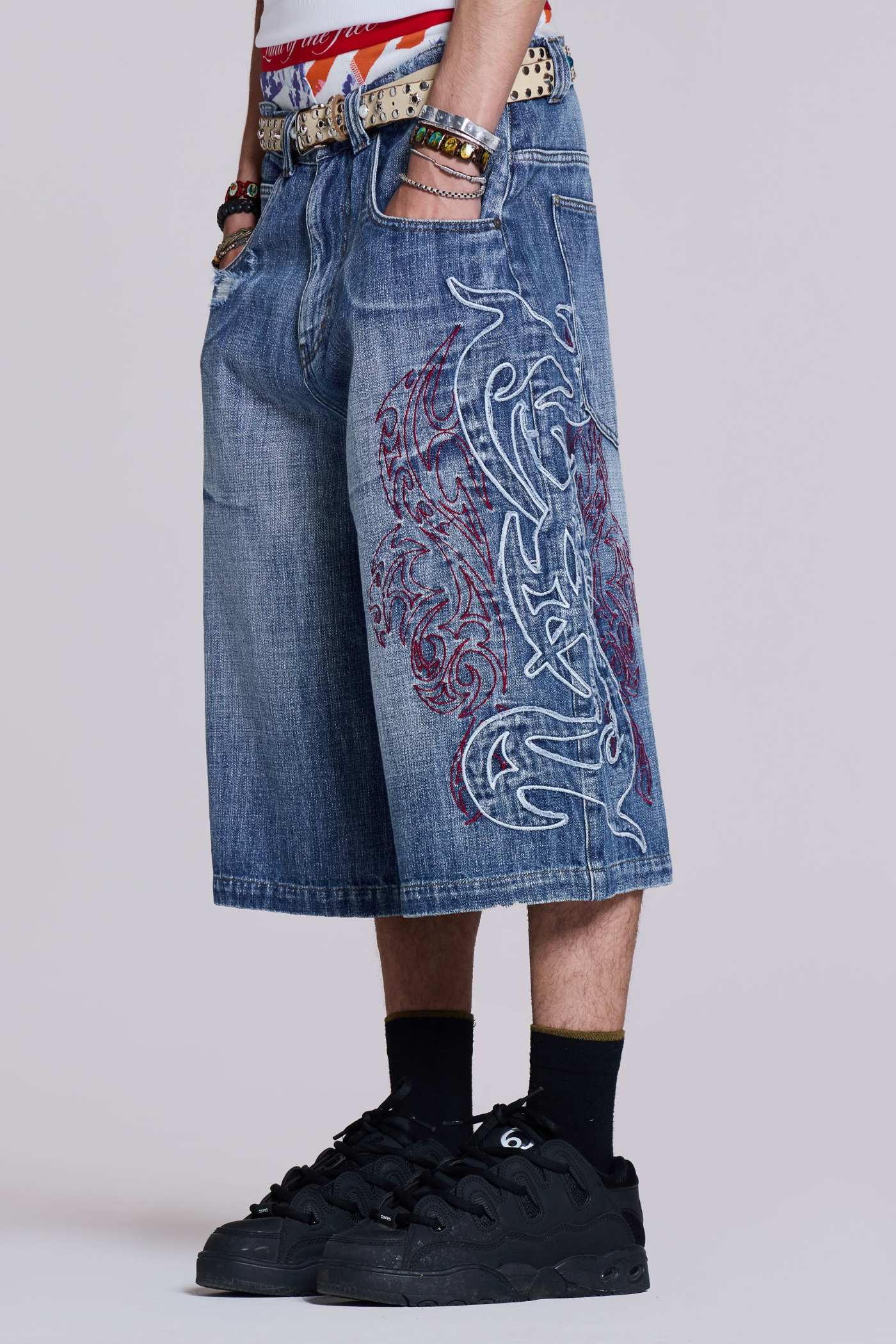 関税送料無料 JADED LONDON Blade Colossus Jorts Light Wash Blade Colossus Jorts | Jaded London | Clothing