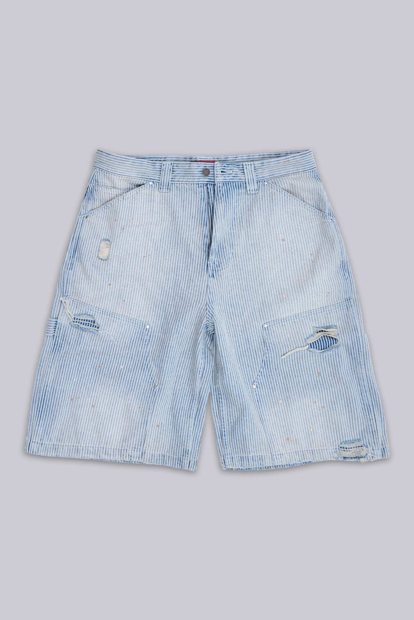Pinstripe Double Knee Carpenter Jorts