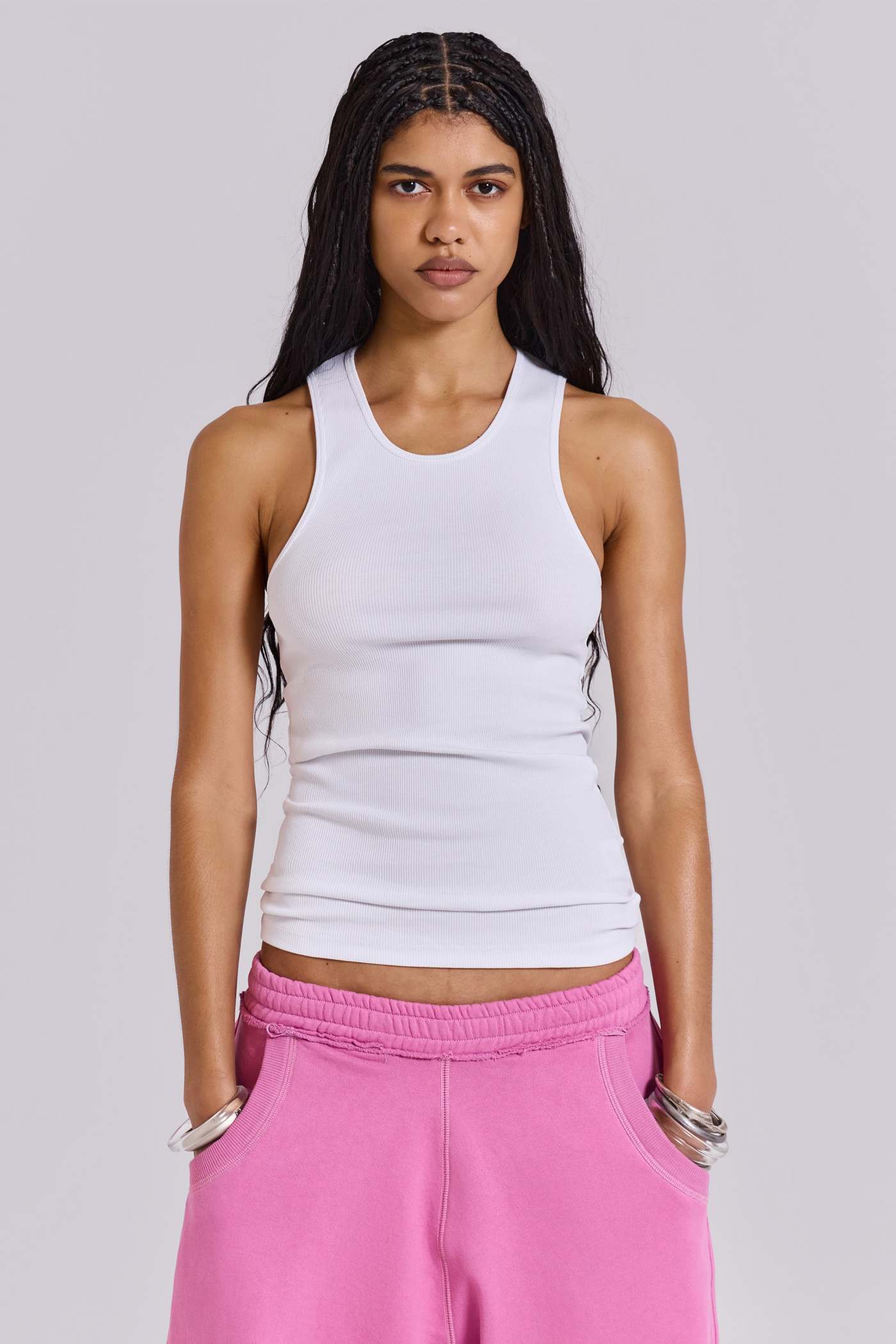 White Rib Longline Vest