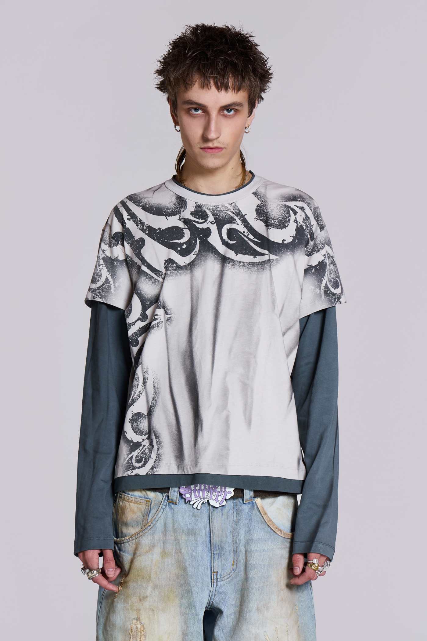 Waves Double Layer Long-sleeve Top | Jaded London | Clothing