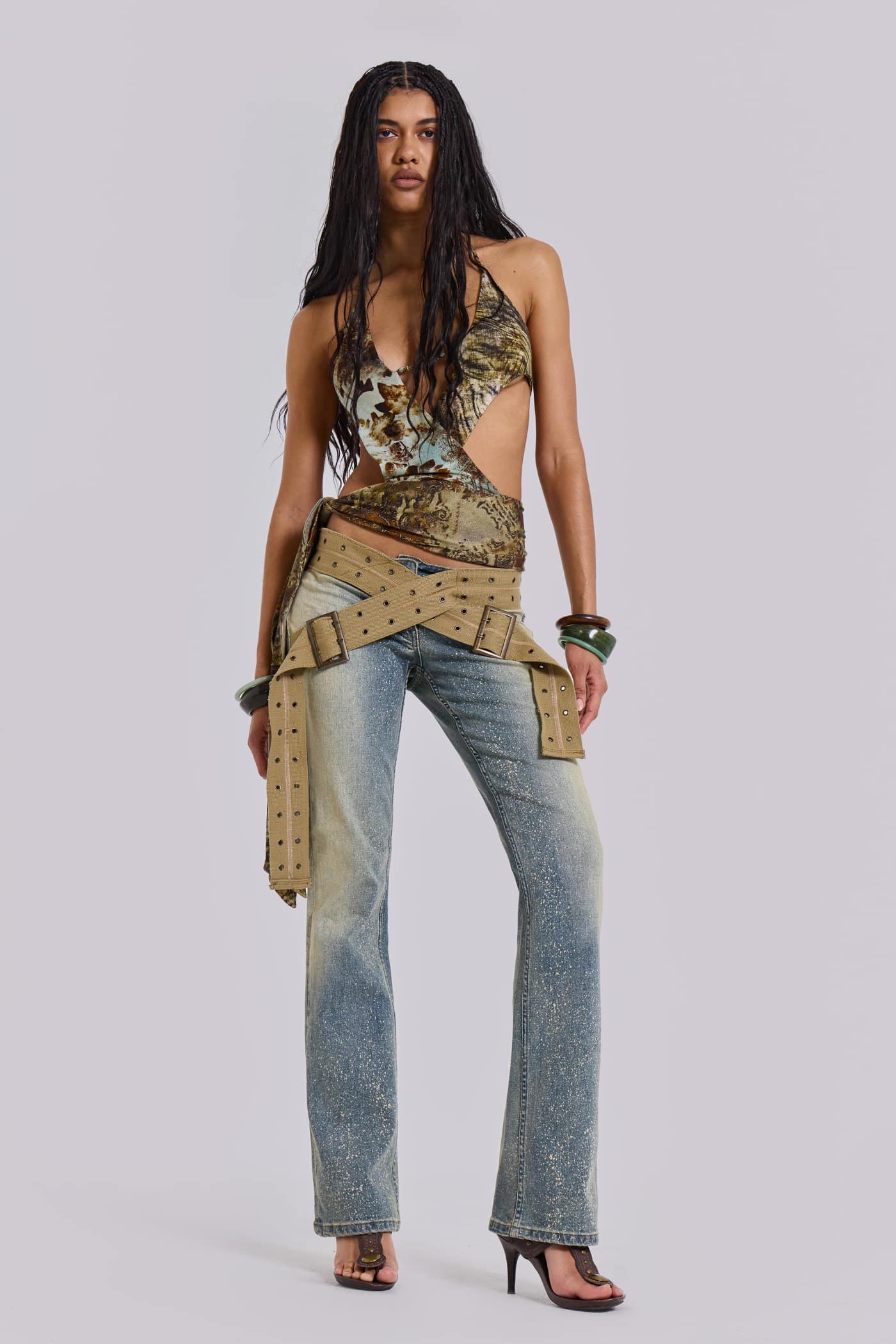 Strap Up Stonewash Jeans