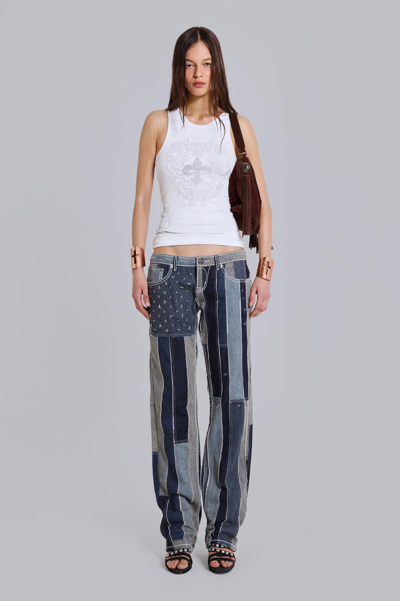 Rock Revival Patchwork Flag Rider Jeans