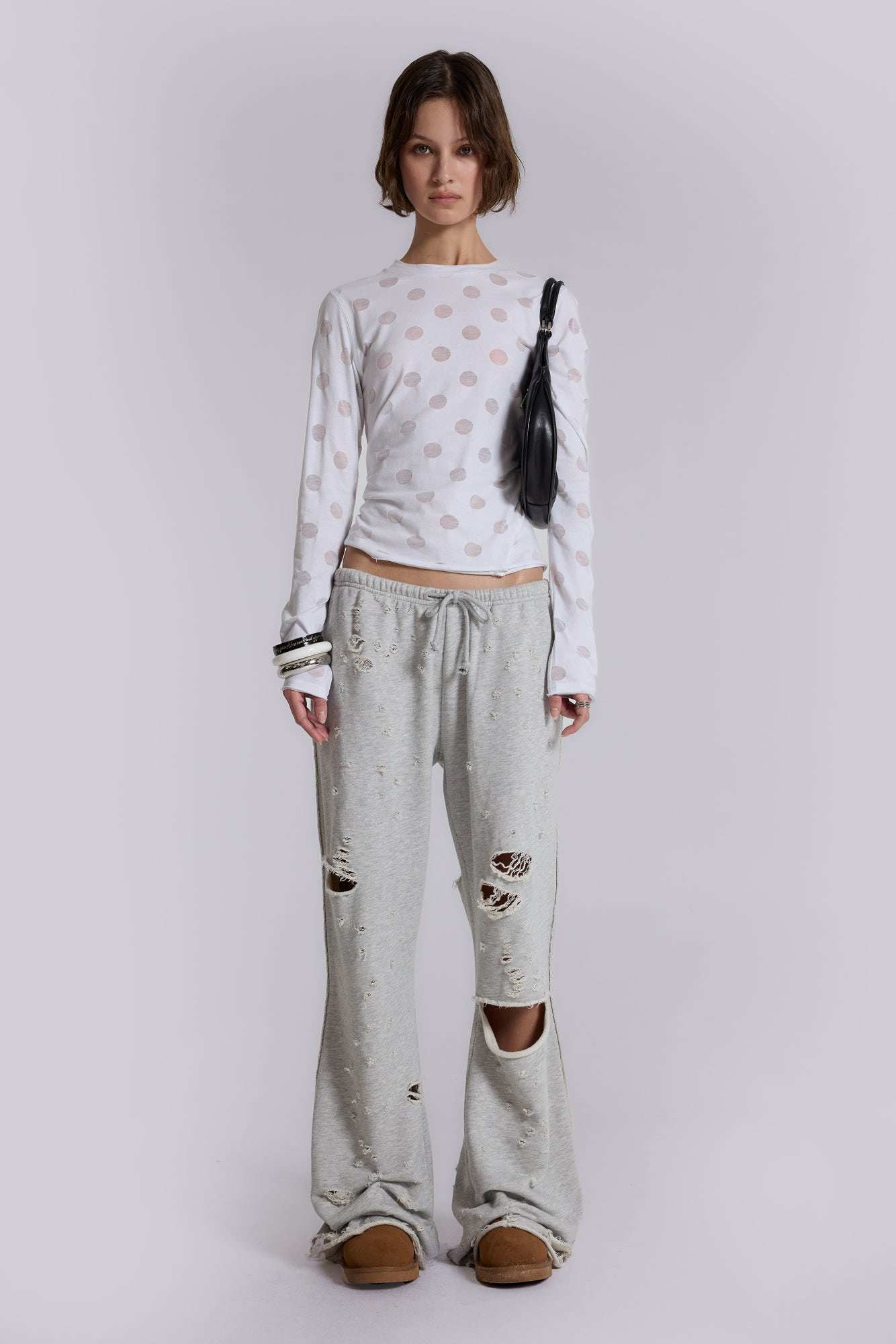 Cleo Distressed Slouchy Bootcut Joggers