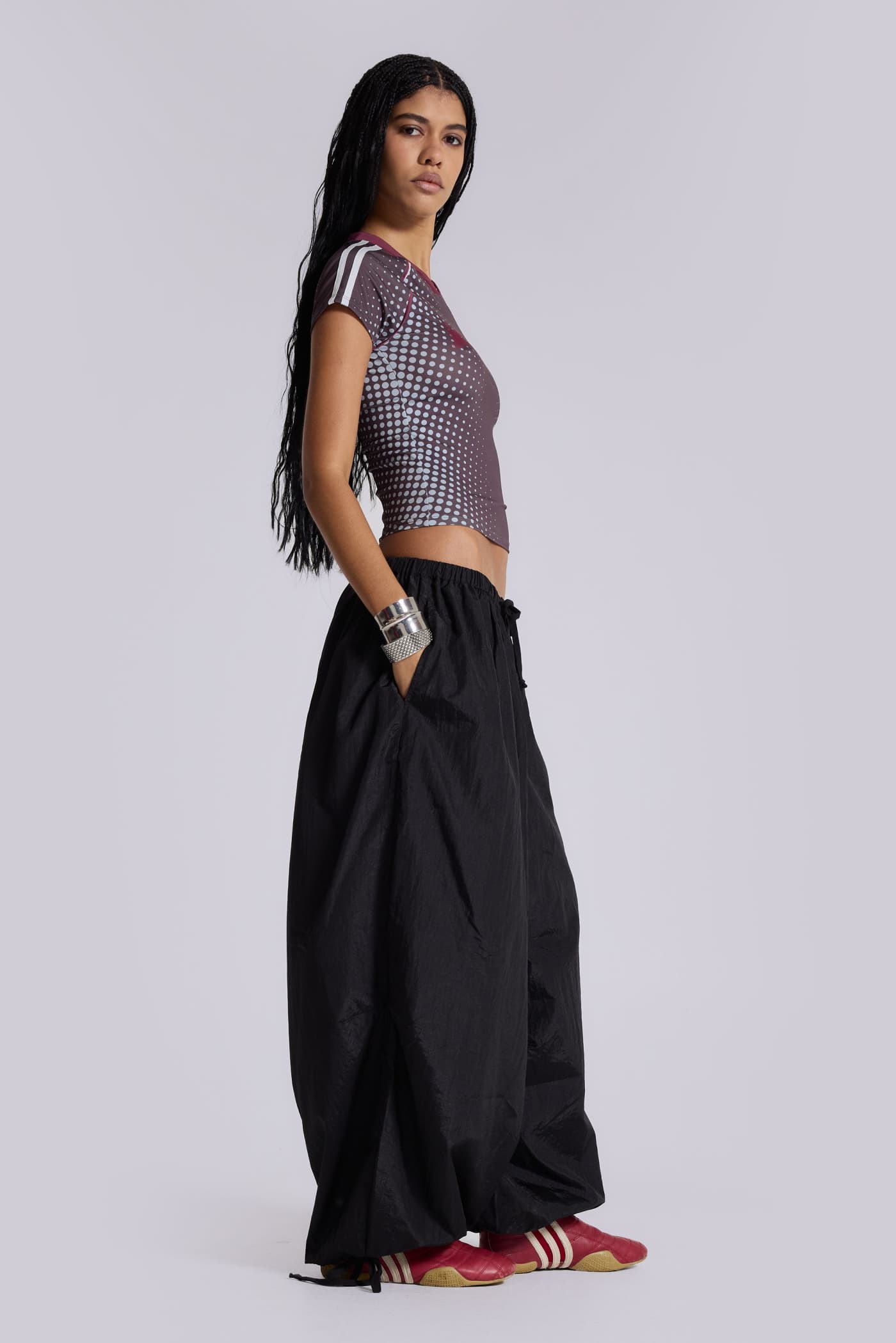 Nexis Nylon Balloon Parachute Pants in Black