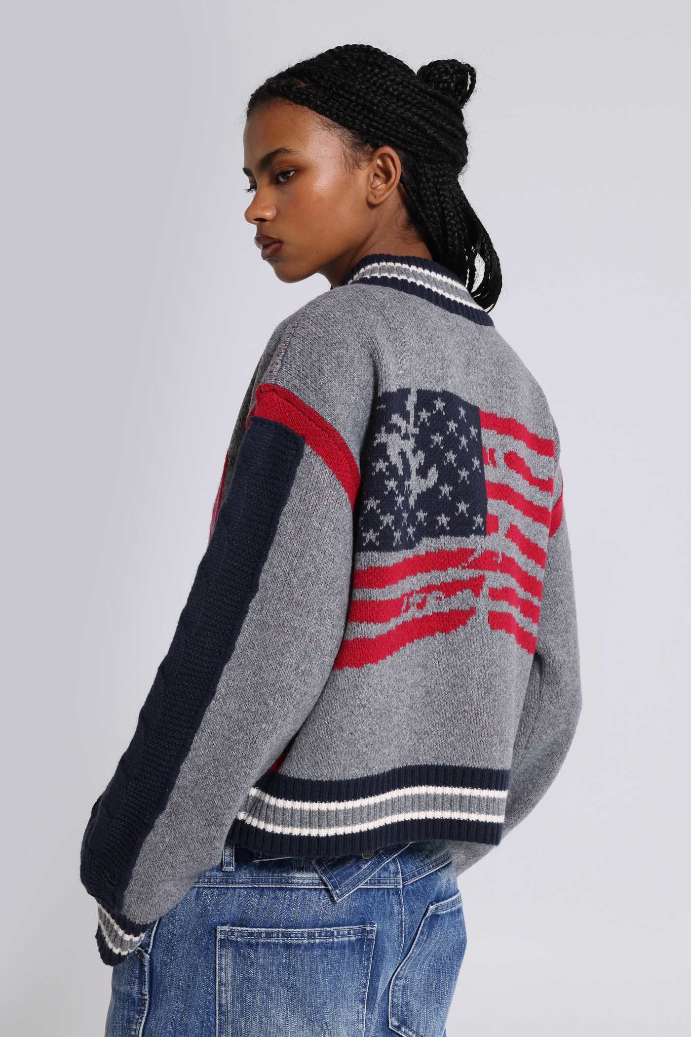 Team USA Studded Knitted Bomber Jacket