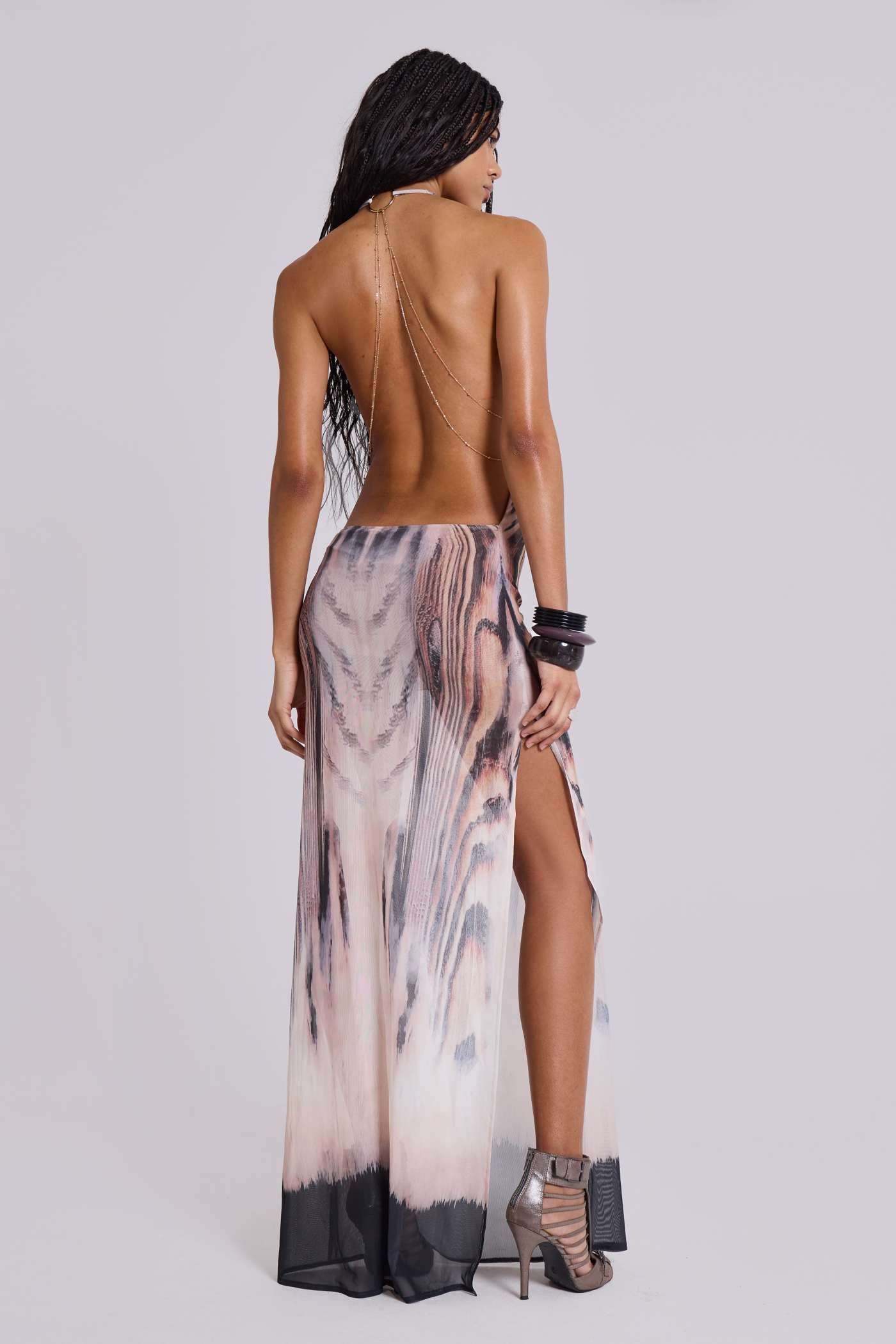 Xaviera Backless Mesh Maxi Dress