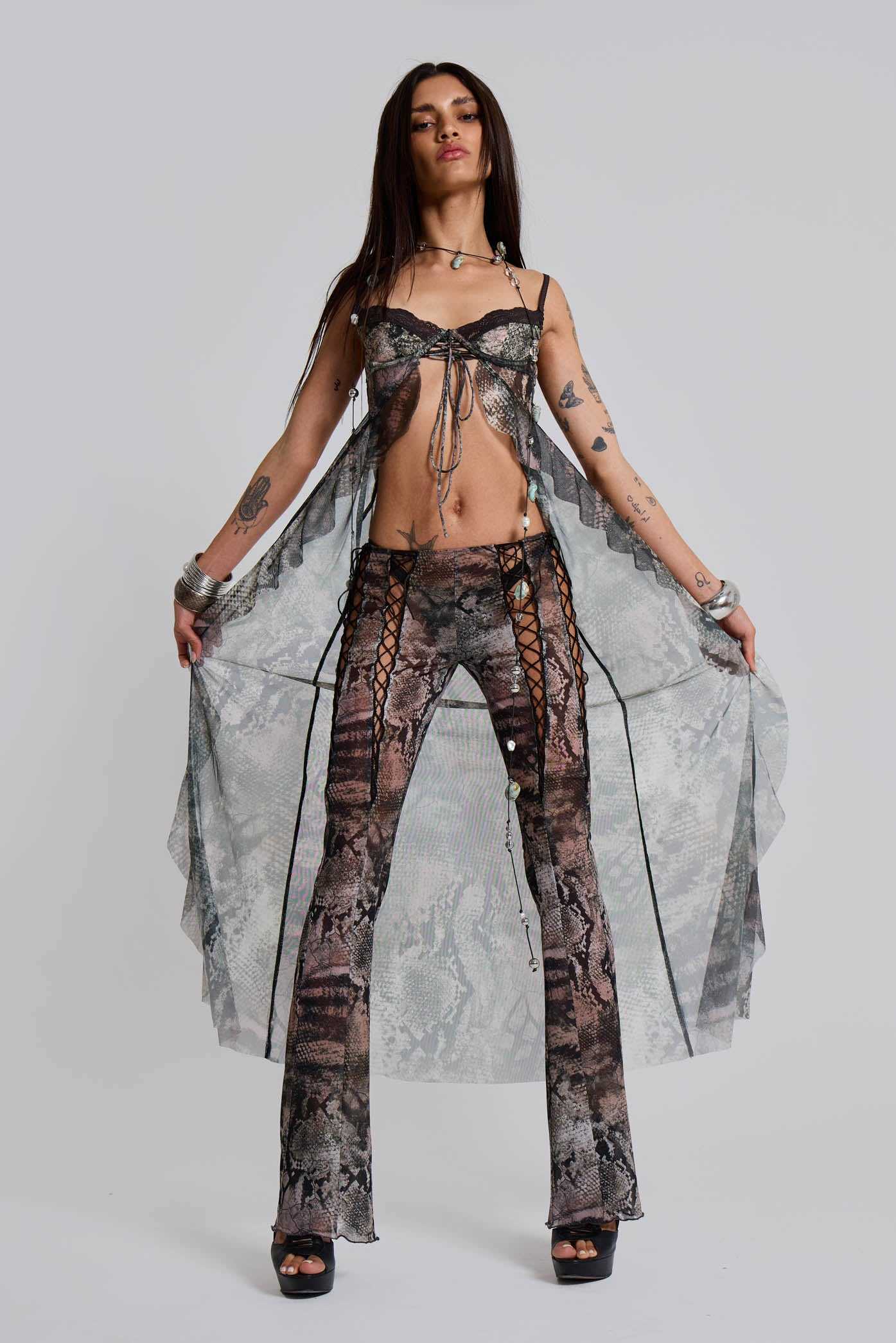 Snake Laced Mesh Trousers