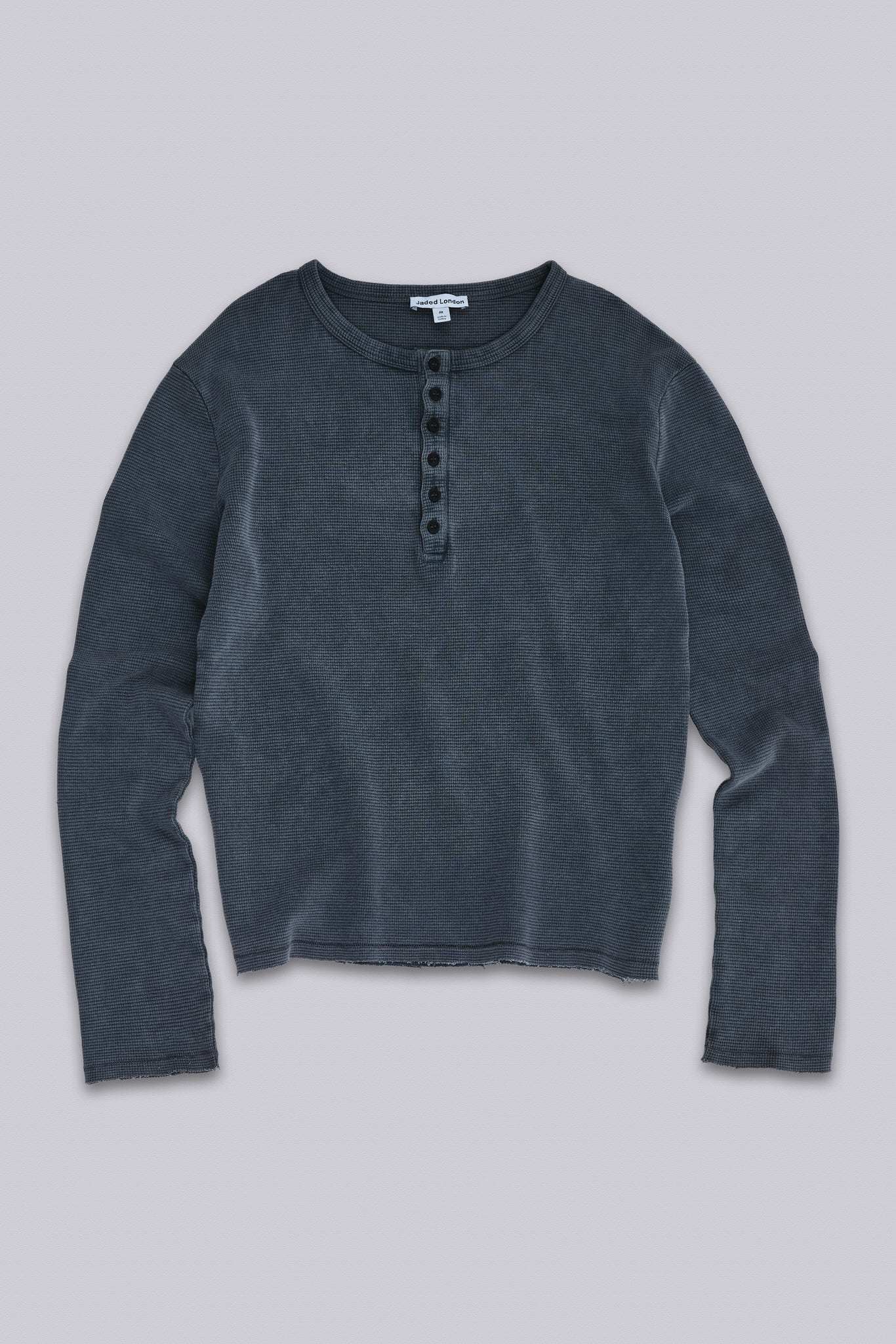 Charcoal Waffle Henley Top