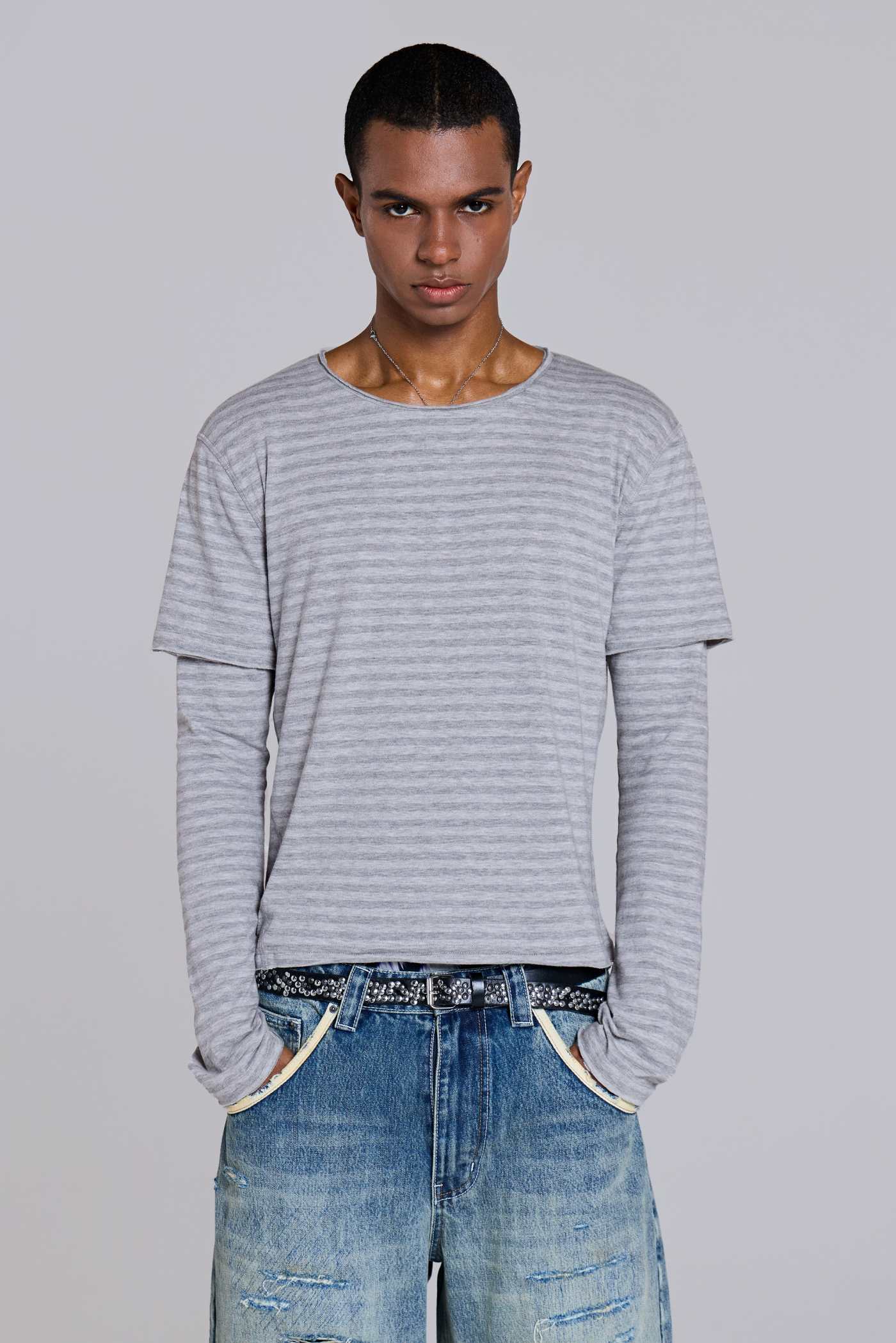 Line Double Layer Long Sleeve Top