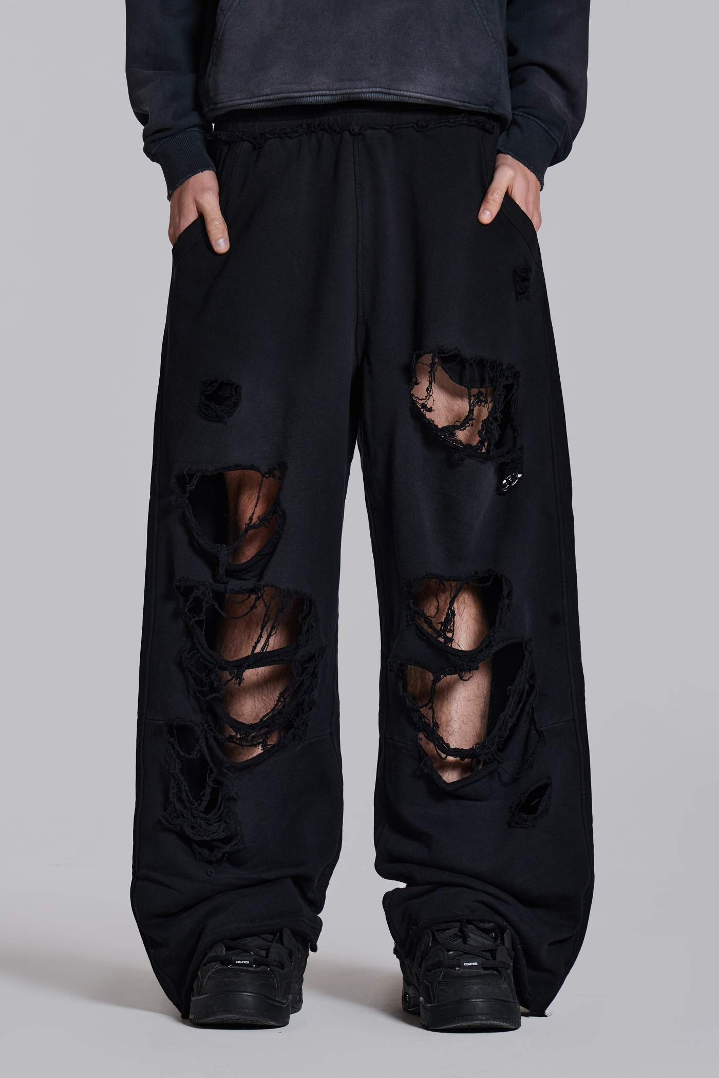 Distressed Black Baggy Monster Joggers