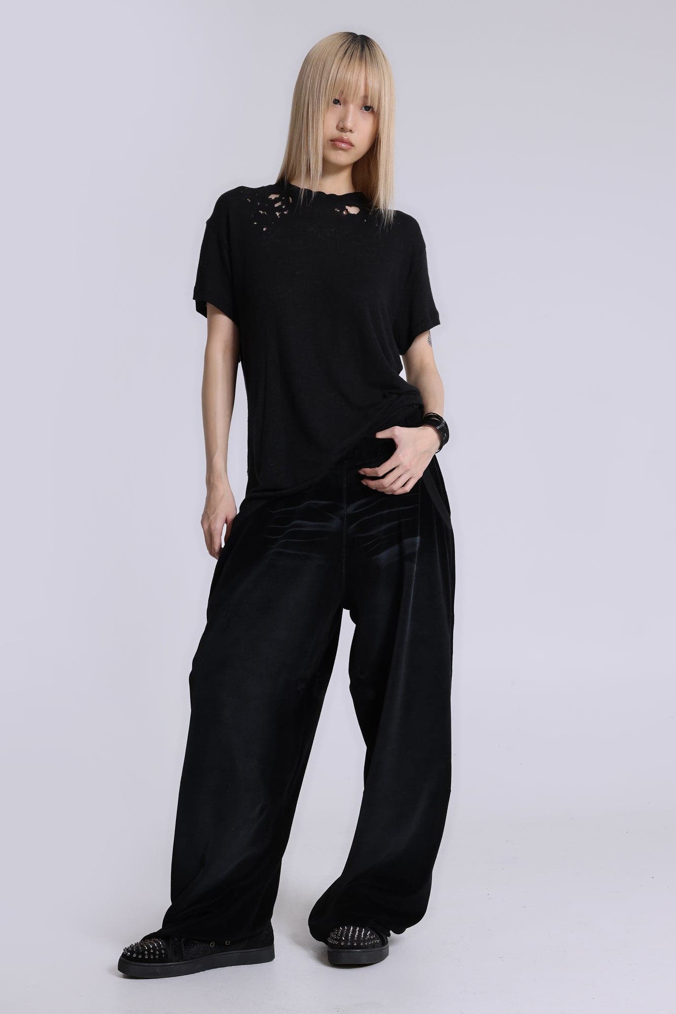 Denim Wash Velour Monster Joggers