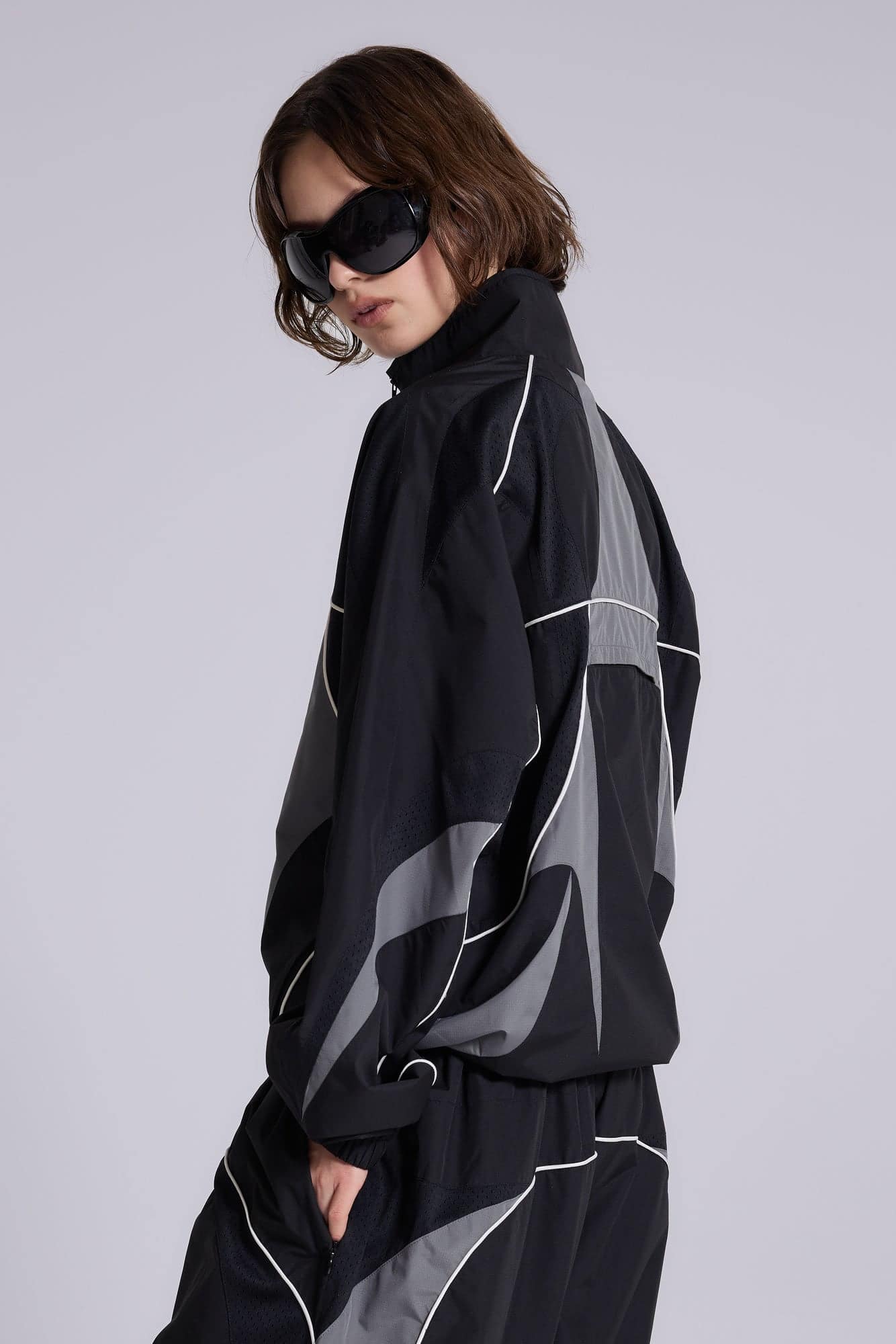 Black Panelled Vapor Jacket