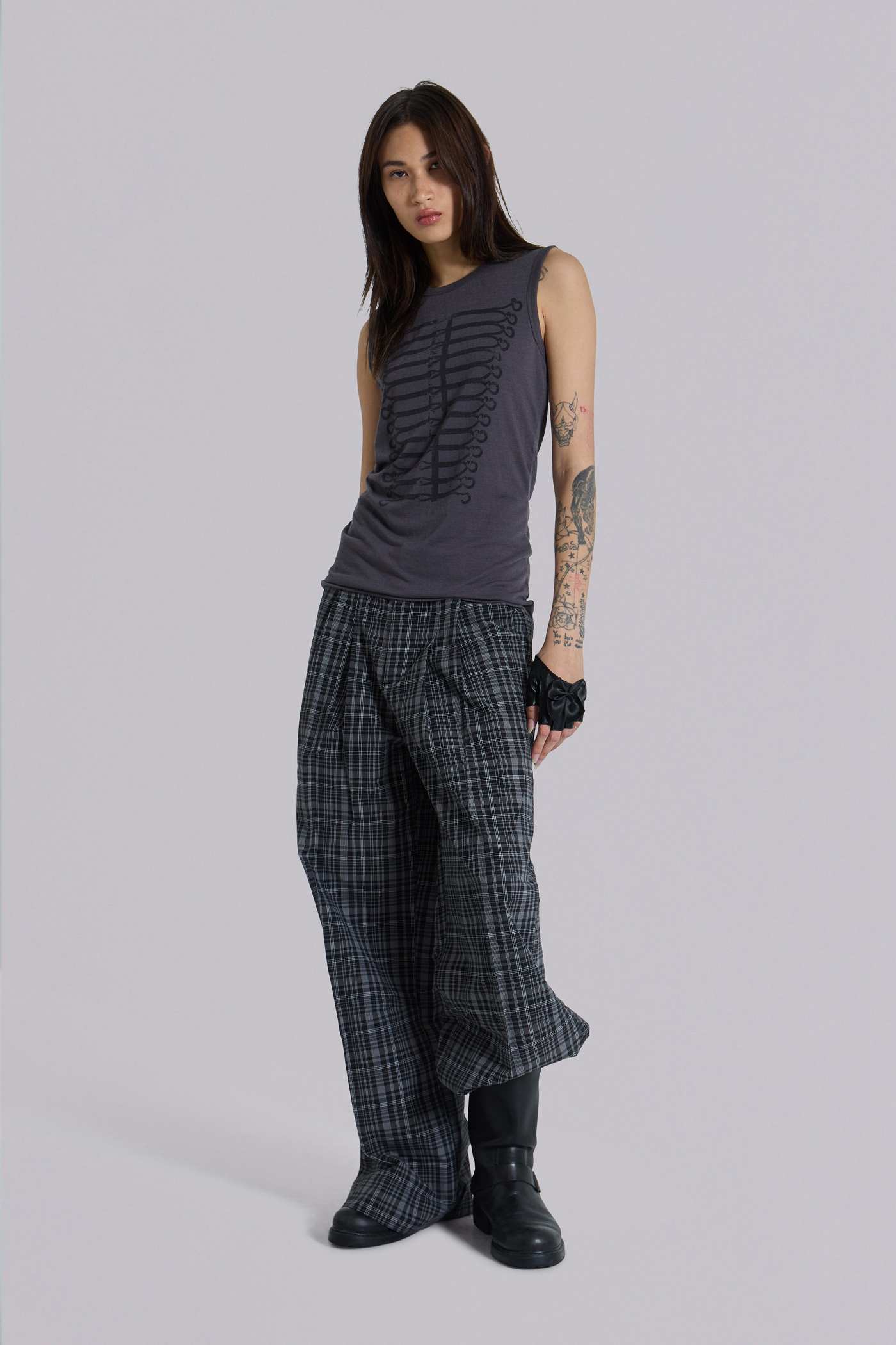 Black Check Goliath Suit Trousers