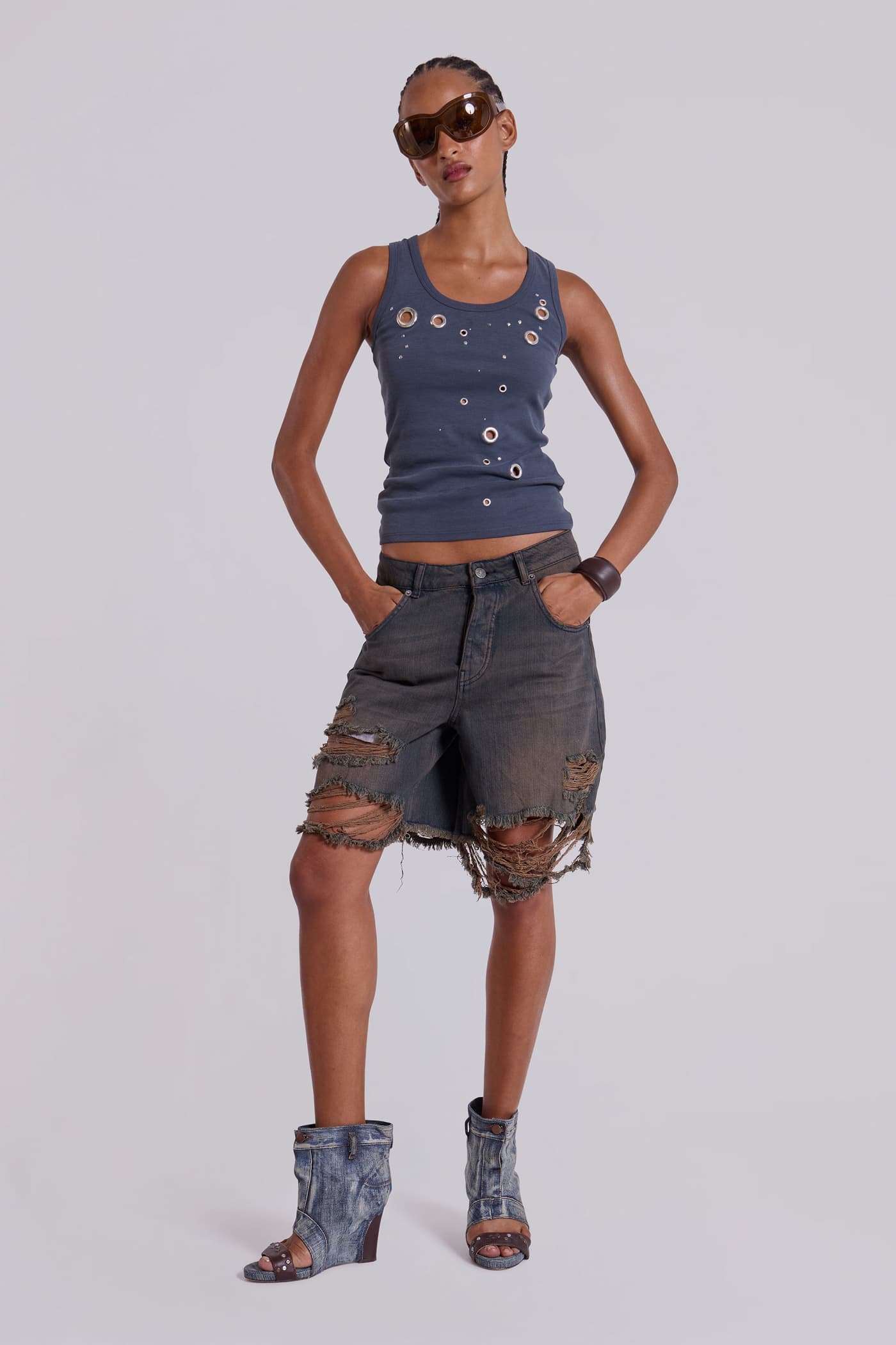 Dark Vintage Wash Glasto Shorts
