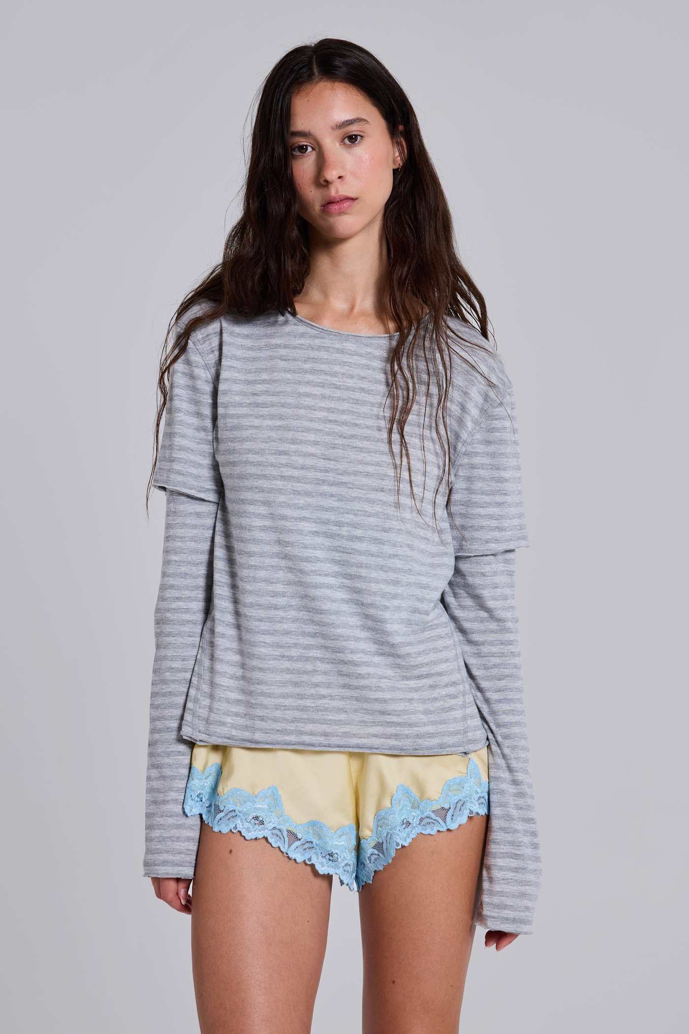 Line Double Layer Long Sleeve Top