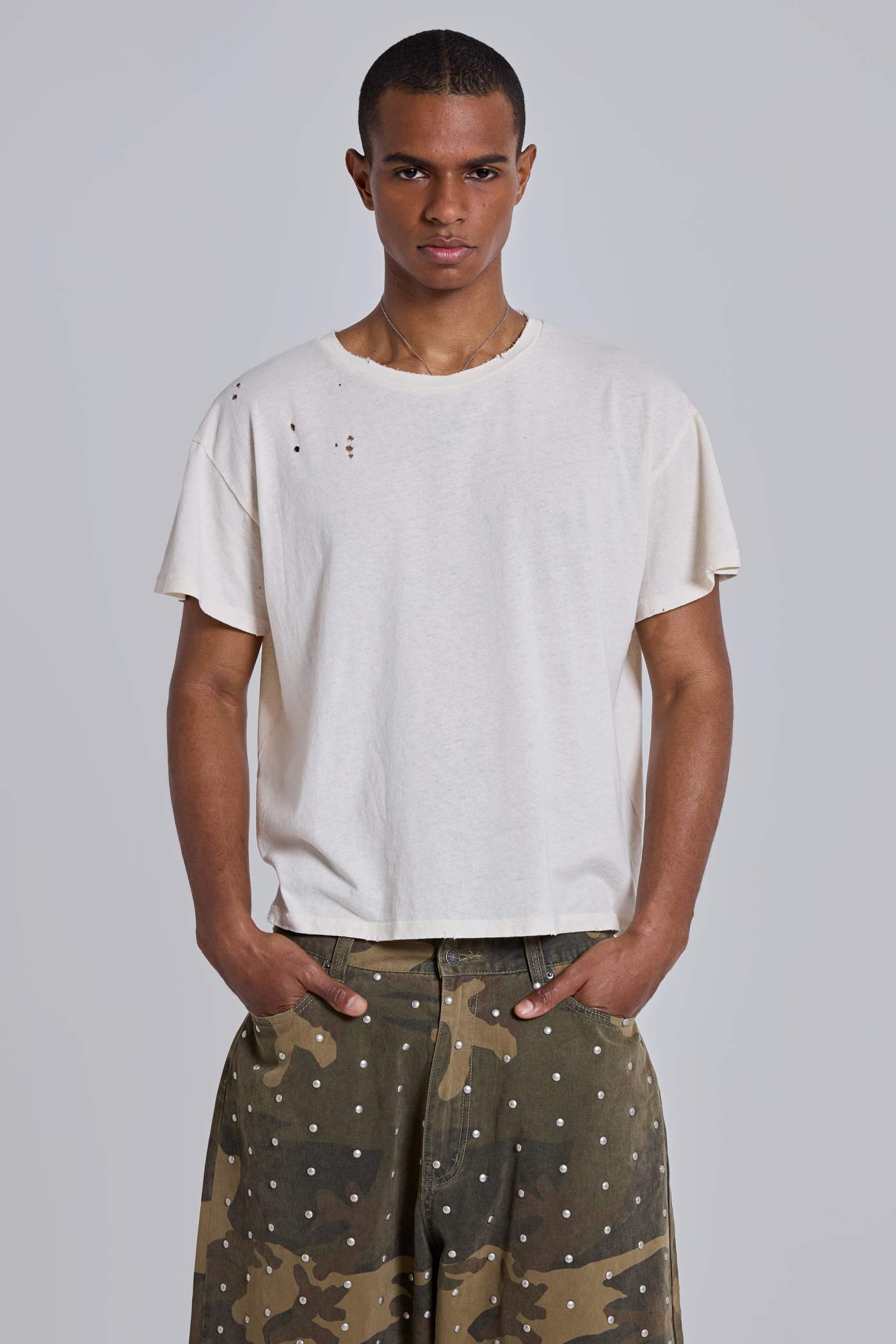 White Moth Cropped T-Shirt