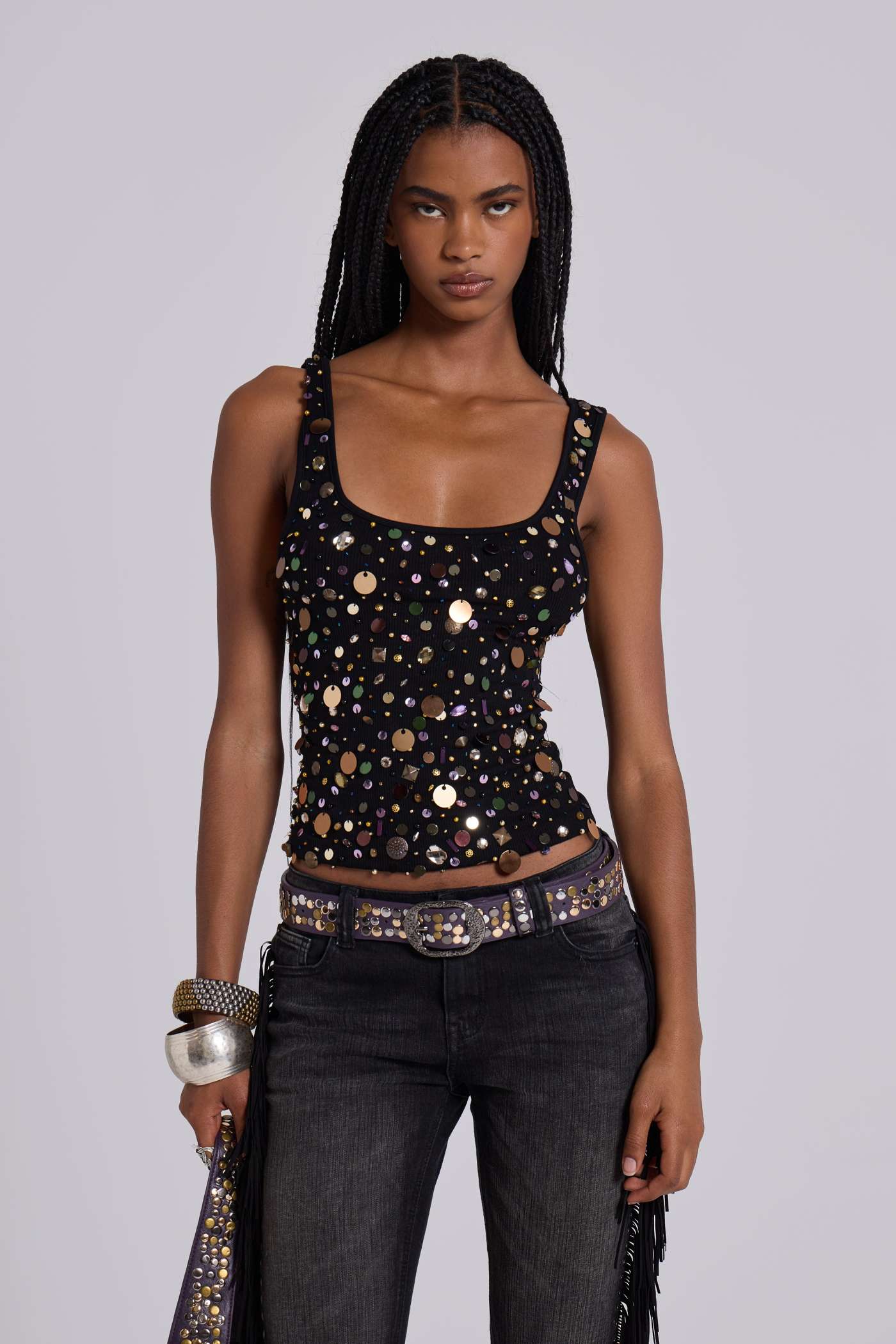 Addison Sequin Vest Top in Midnight