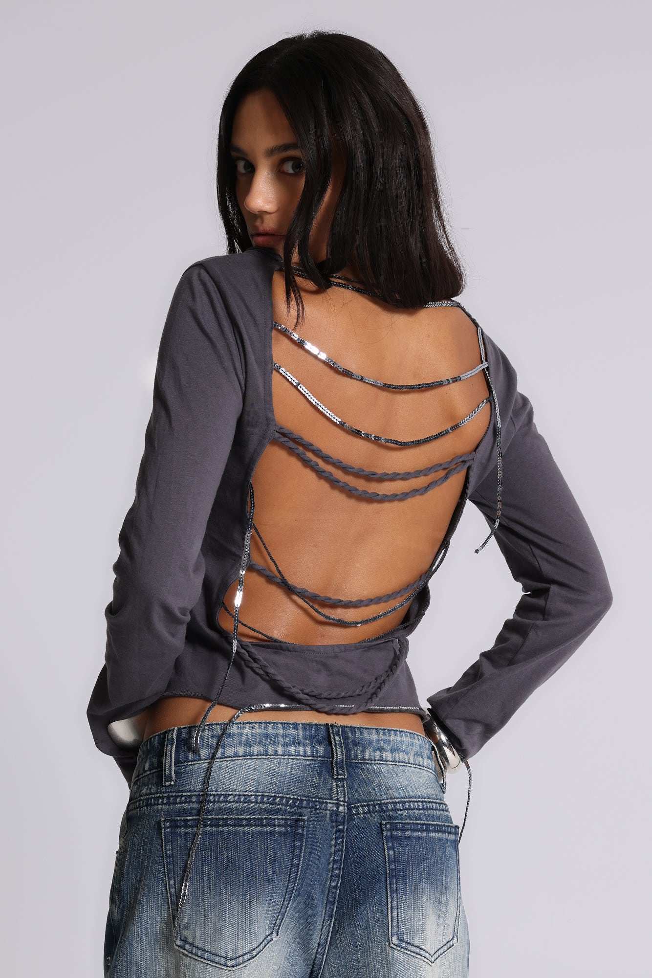 Fira Sequin V Neck Tee