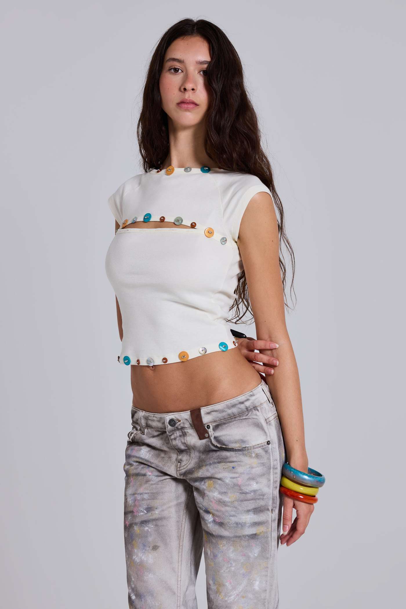Solira Button Cut Out Top