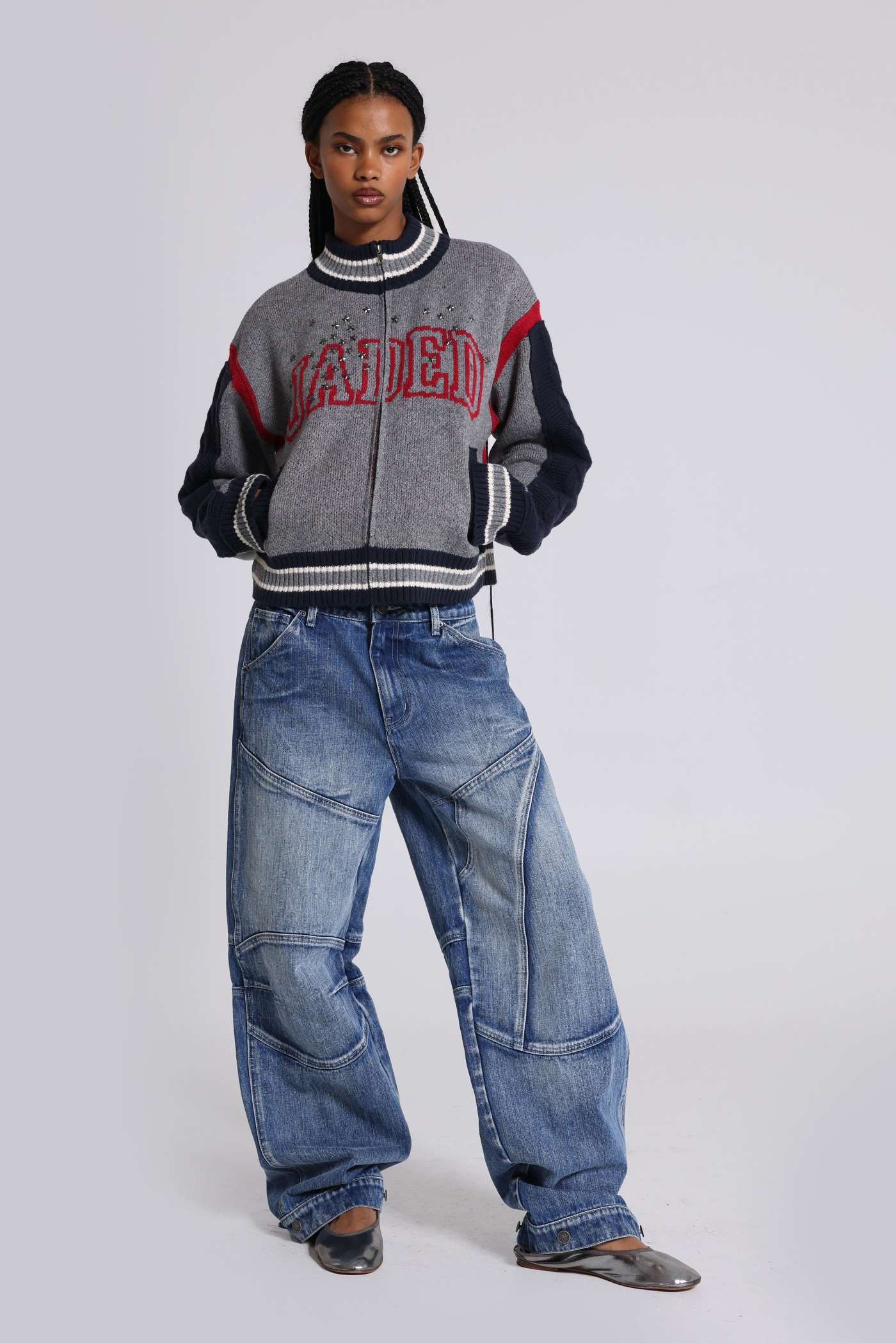 Zae Panelled Low Rise Baggy Jeans