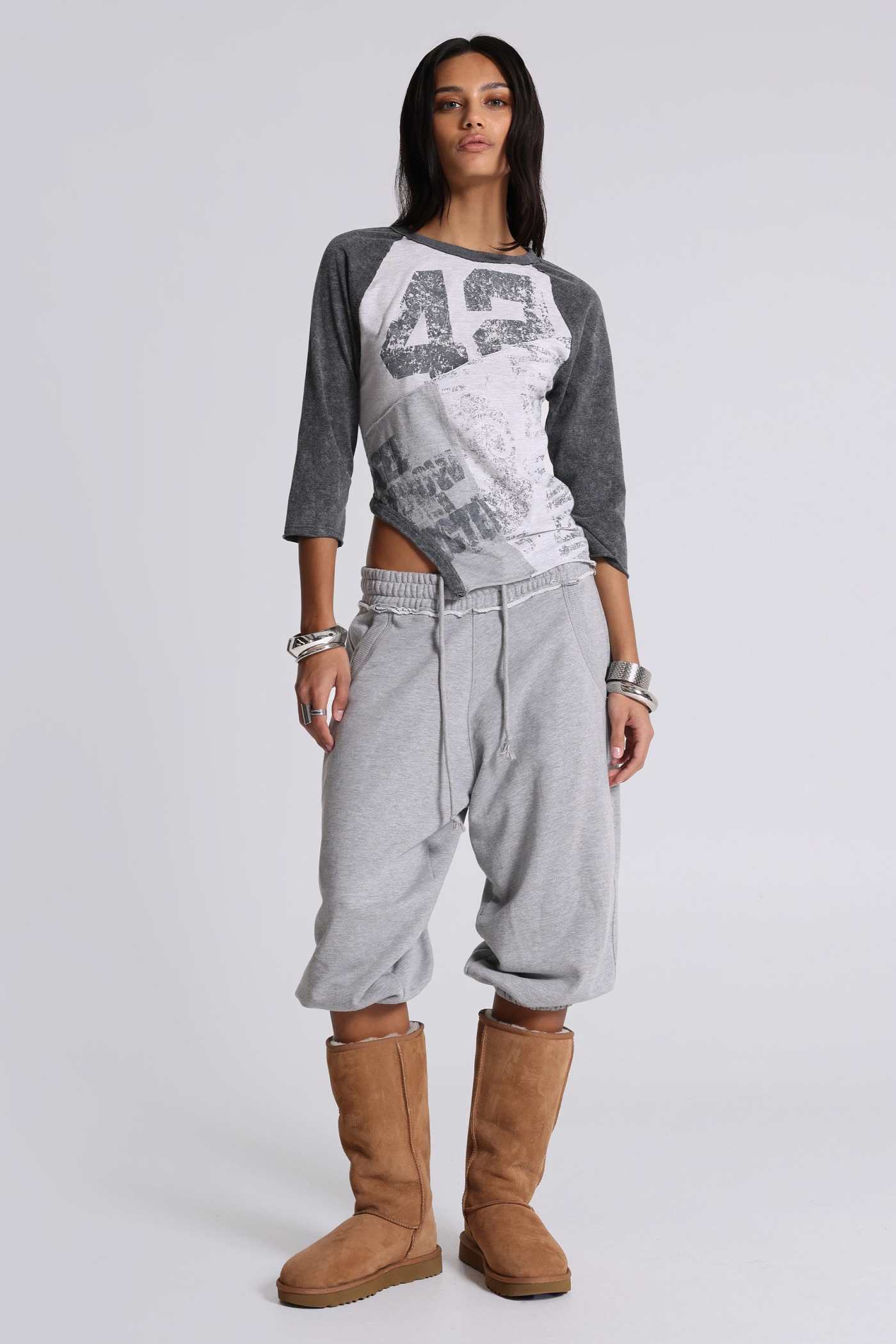 Grey Marl Cropped Monster Joggers