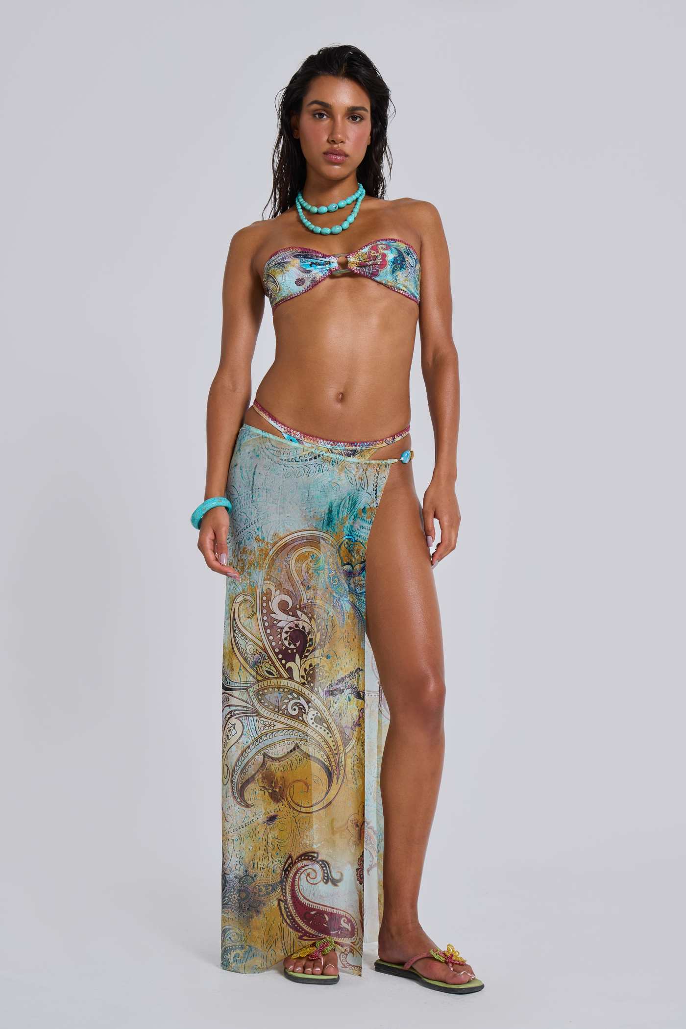 Beige Mini Sarong With Drape Details
