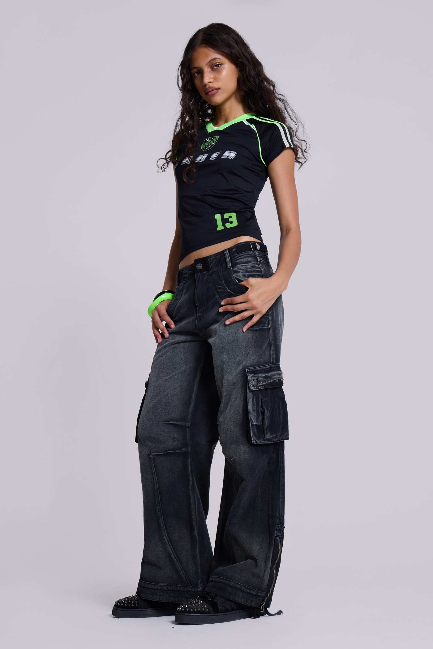 VINTAGE-STORM LOOSE SPORTS CARGO PANTS/FADE DYE WILD BLACK main image 0